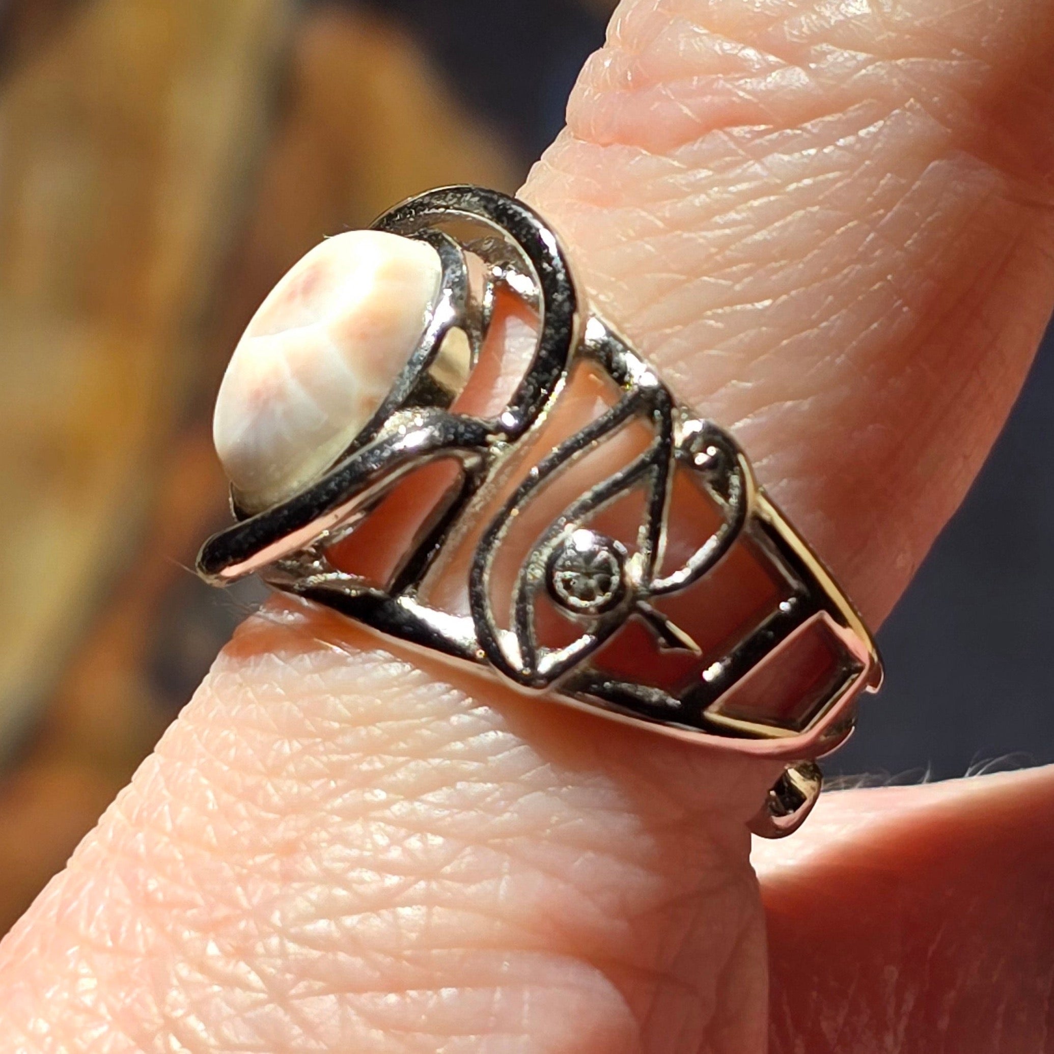 Natrolite Egyptian Eye Adjustable Finger Cuff Ring .925 Silver for Astral Travel, Higher Consciousness and Protection