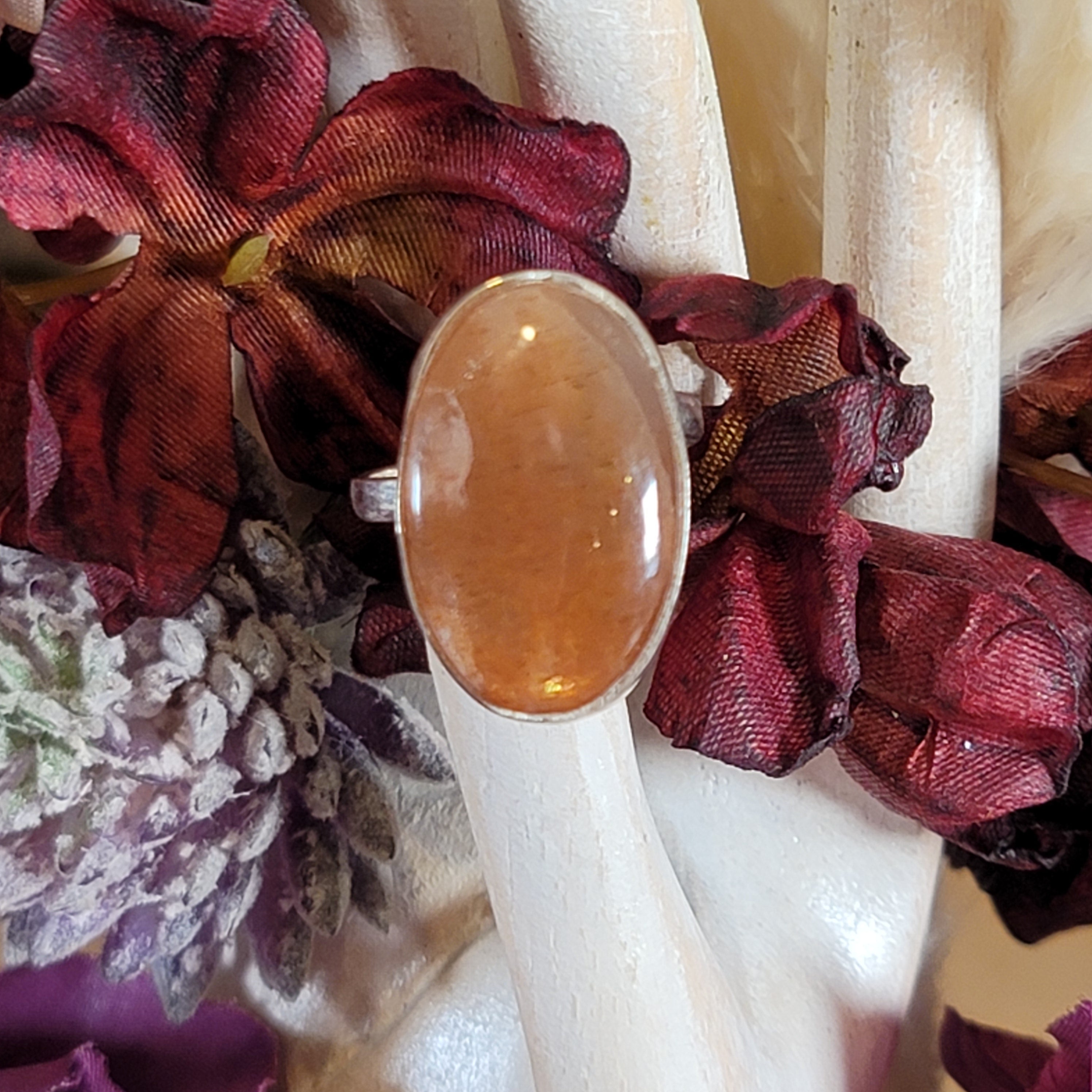 Sunstone Adjustable Ring .925 Silver for Confidence, Leadership and Strength