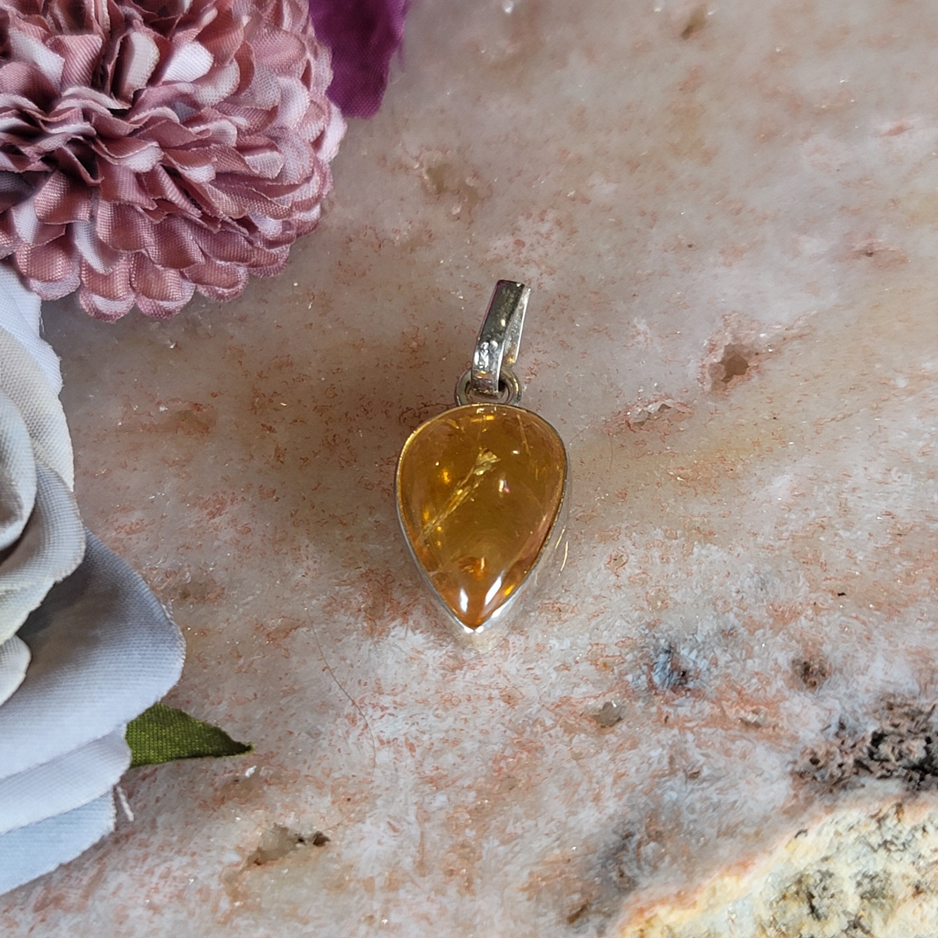 Citrine Pendant .925 Silver for Attracting Abundance and Joy