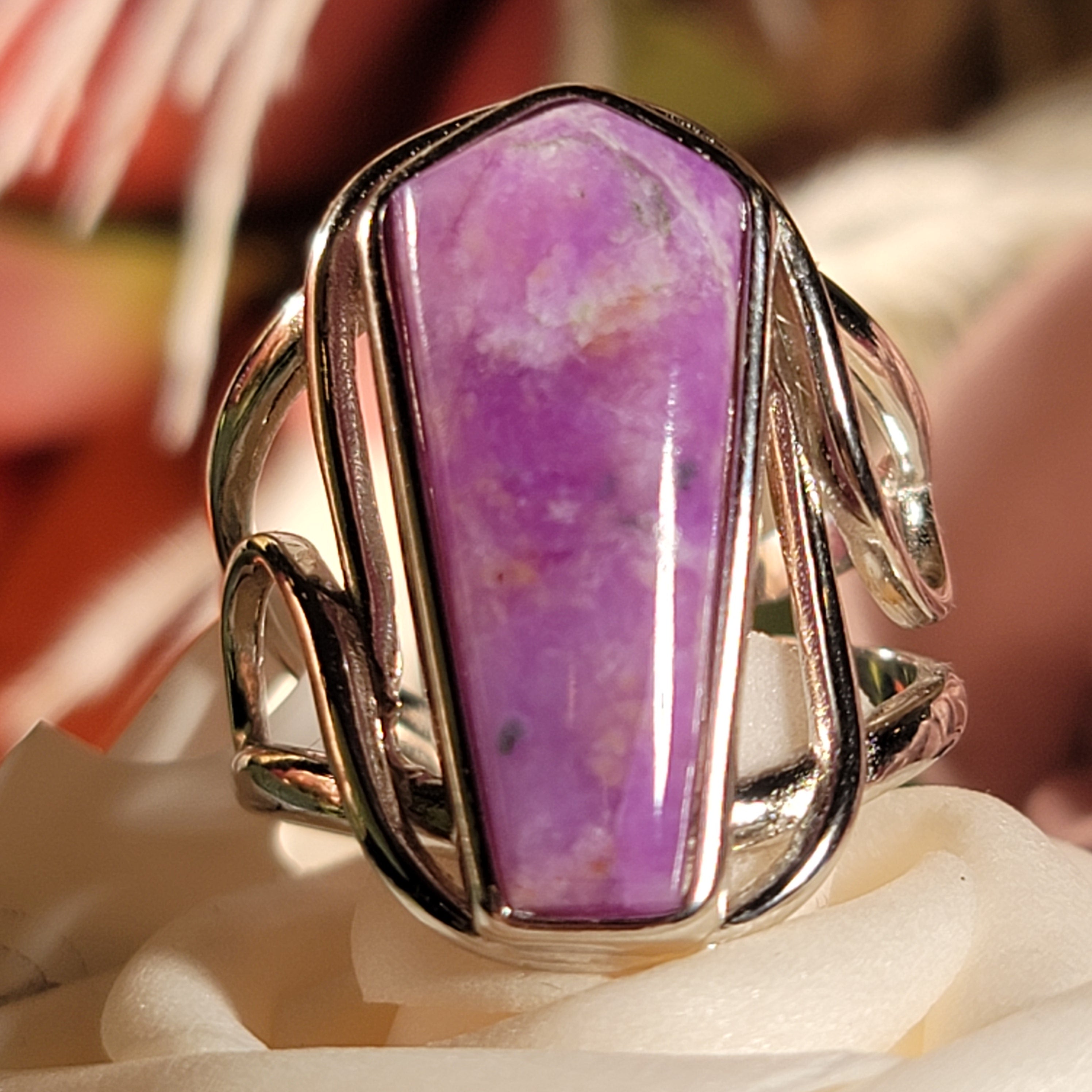 Sugilite Cuff Ring .925 Silver for Enhancing Dreamwork and Discovery of Your Path