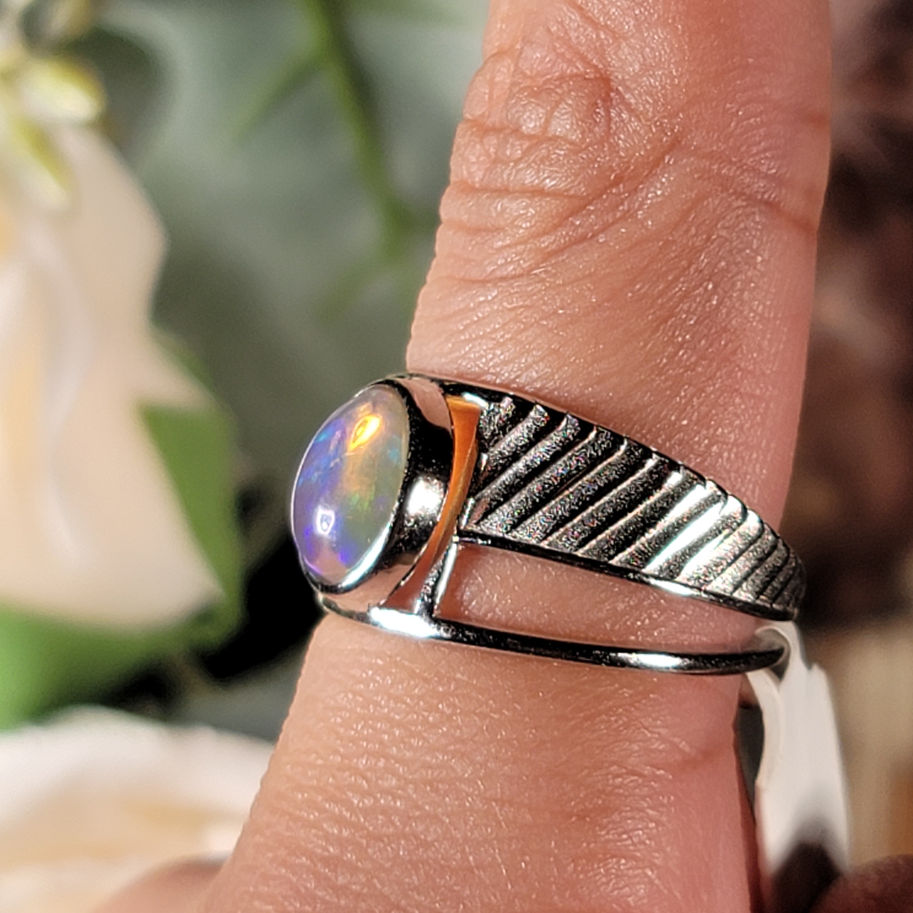 Ethiopian Opal Wings of Isis Cuff Ring .925 Sterling Silver for Manifesting, Joy and Transformation