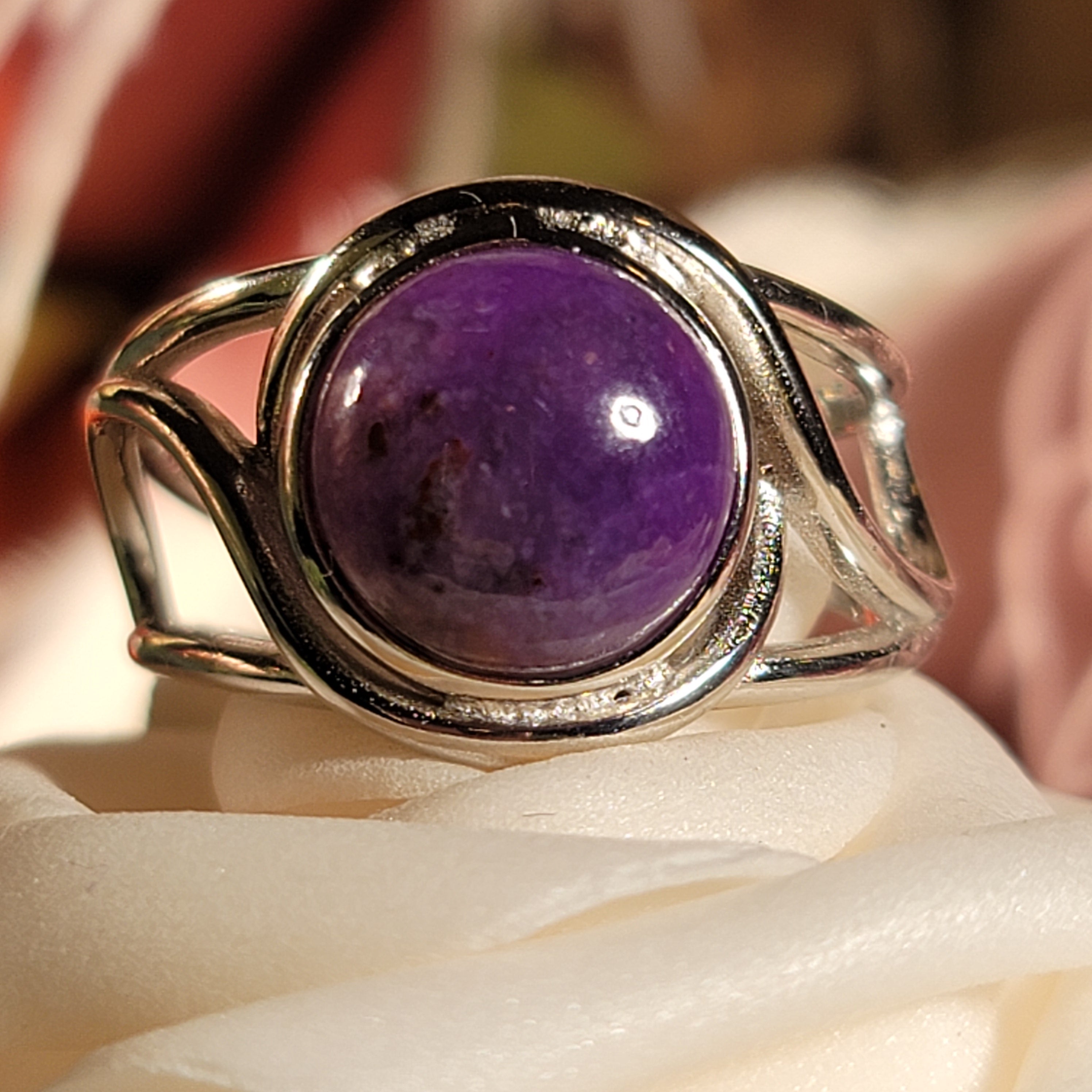 Sugilite Cuff Ring .925 Silver for Enhancing Dreamwork and Discovery of Your Path