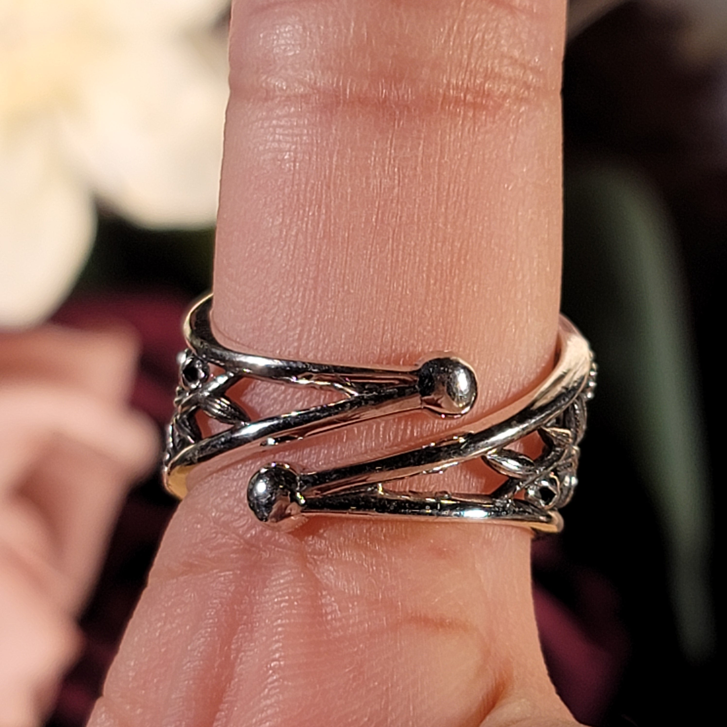 Turquoise Hummingbird Finger Cuff Ring .925 Silver for Good Luck, Prosperity and Protection