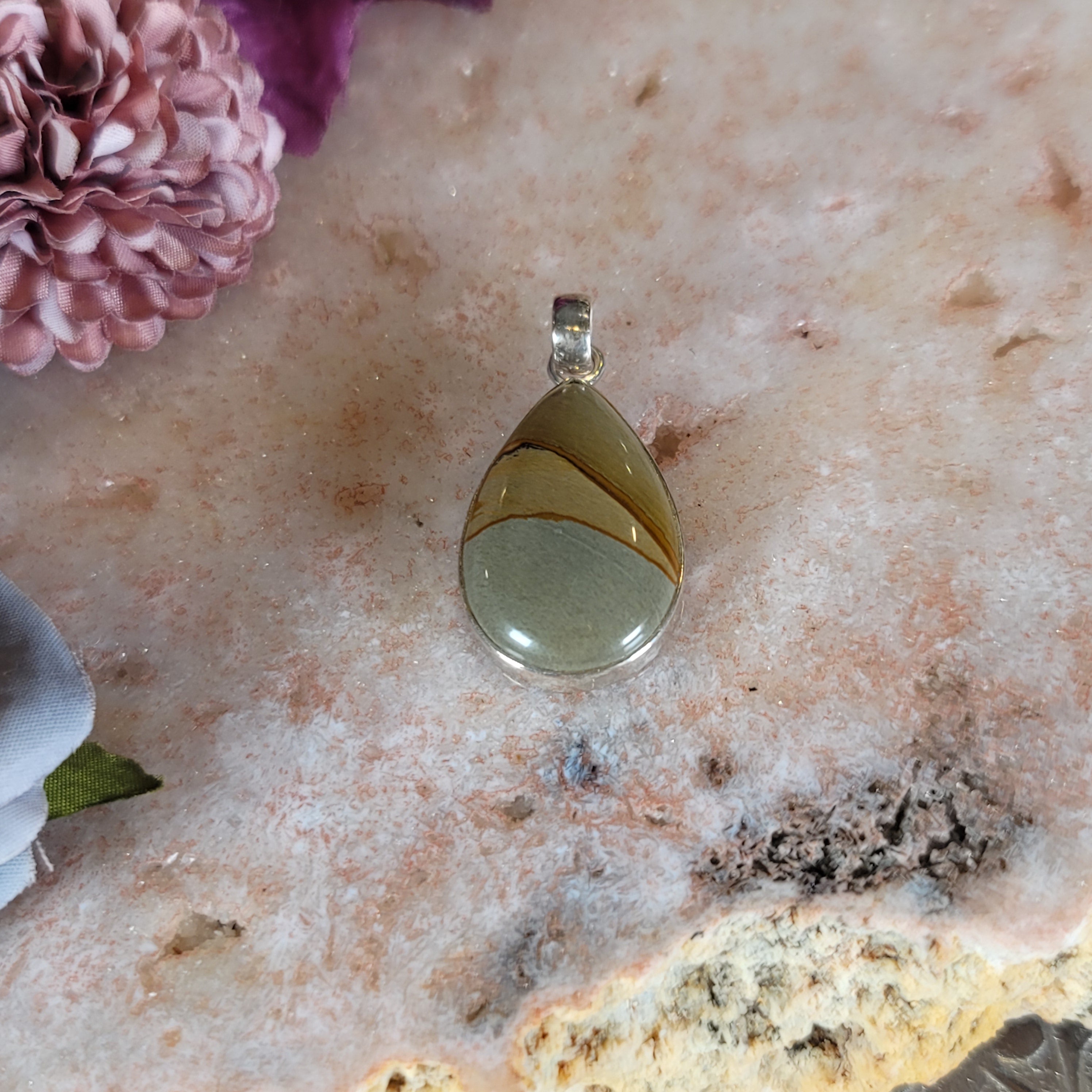 Polychrome Jasper Pendant .925 Silver for Balance, Creativity and Joy