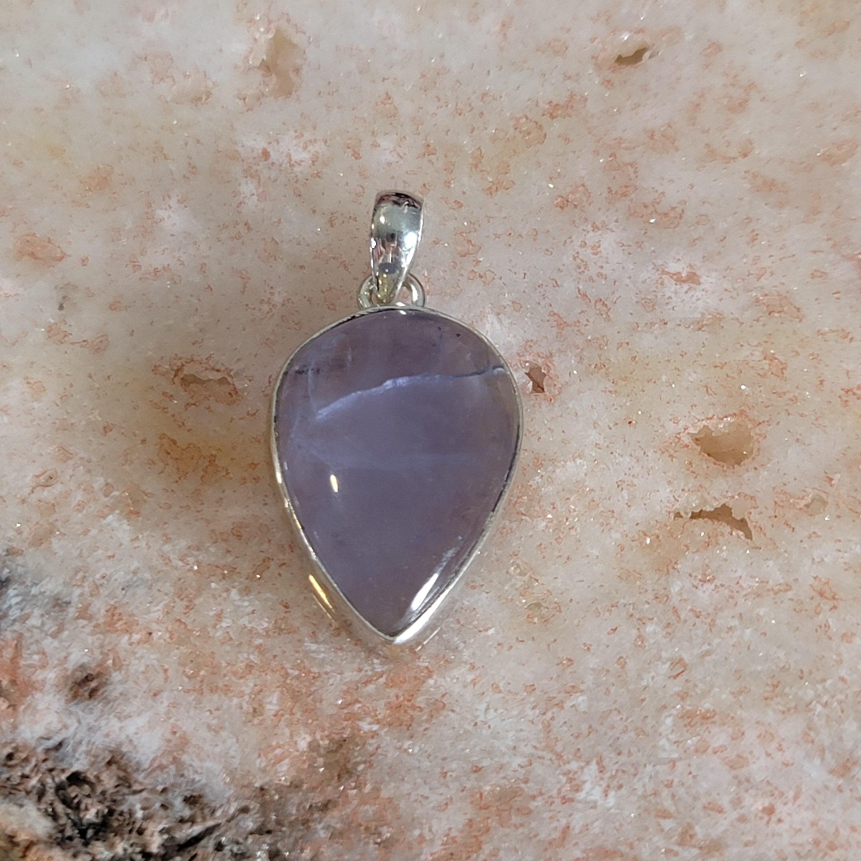 Purple Chalcedony Pendant .925 Silver for Attracting your Soul Mate