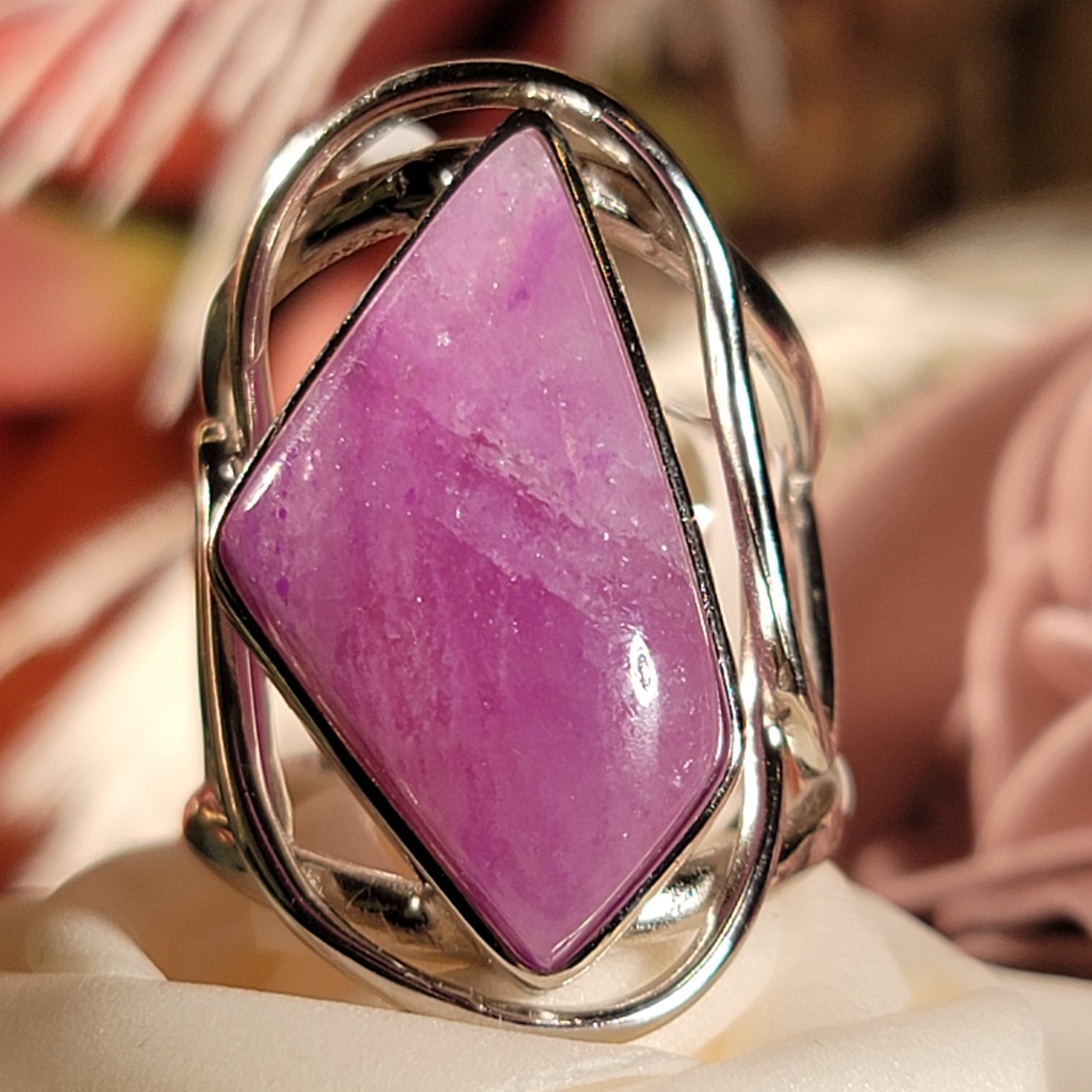 Sugilite Cuff Ring .925 Silver for Enhancing Dreamwork and Discovery of Your Path