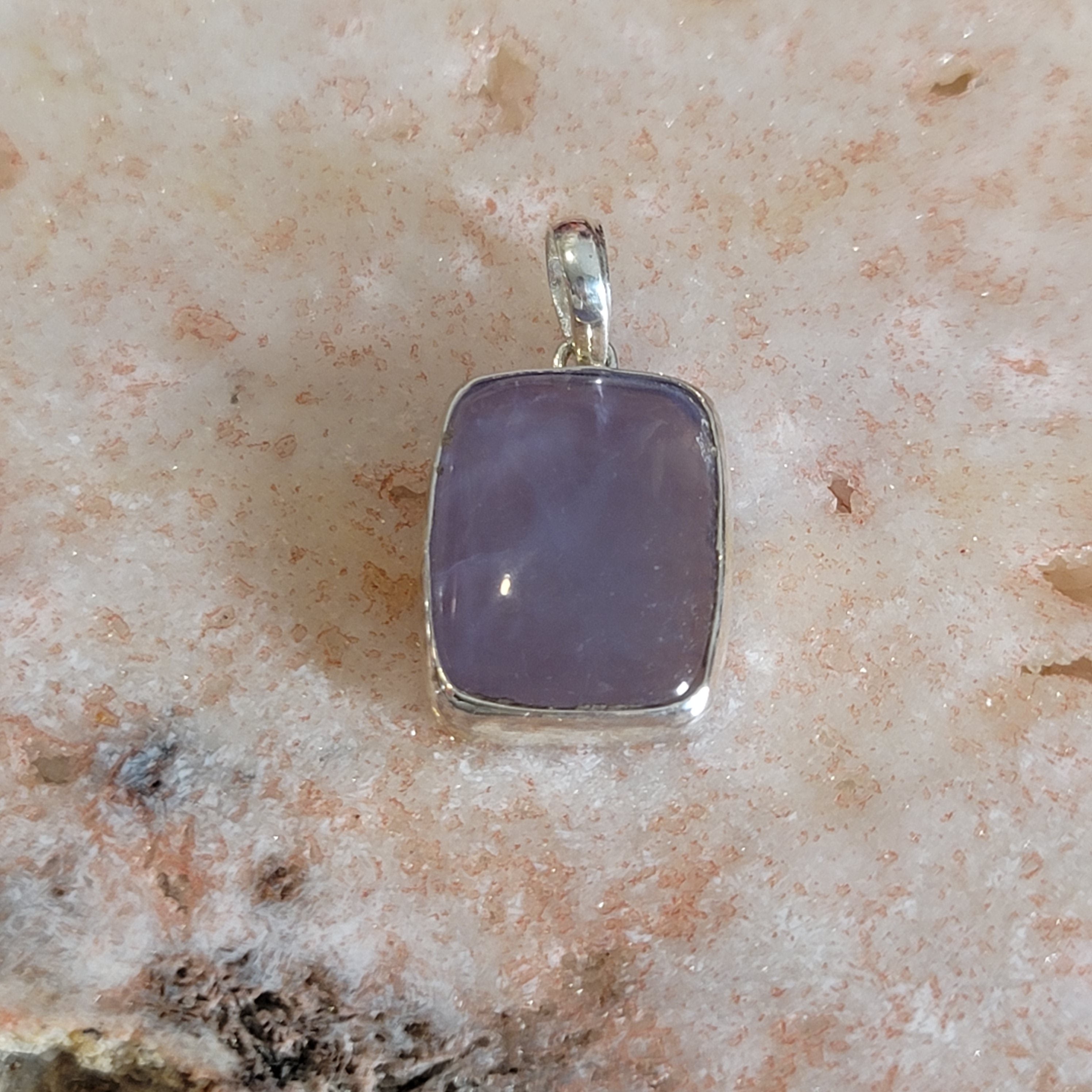 Purple Chalcedony Pendant .925 Silver for Attracting your Soul Mate