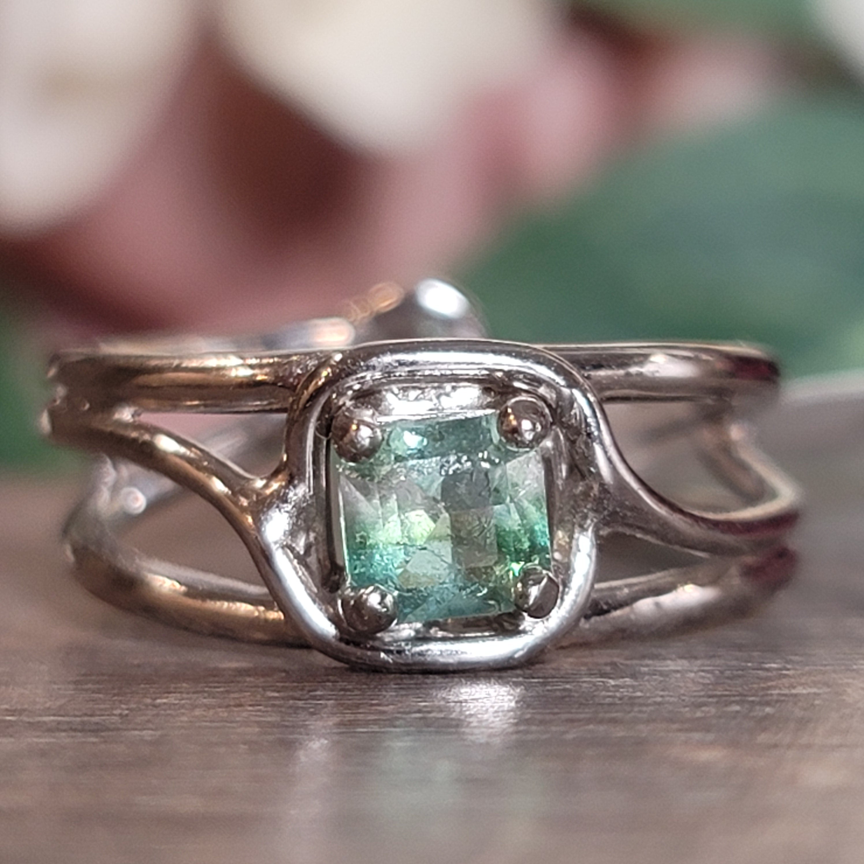 Bicolor Blue Tourmaline Midi Cuff Ring for Connection with Higher Realms & Meditation