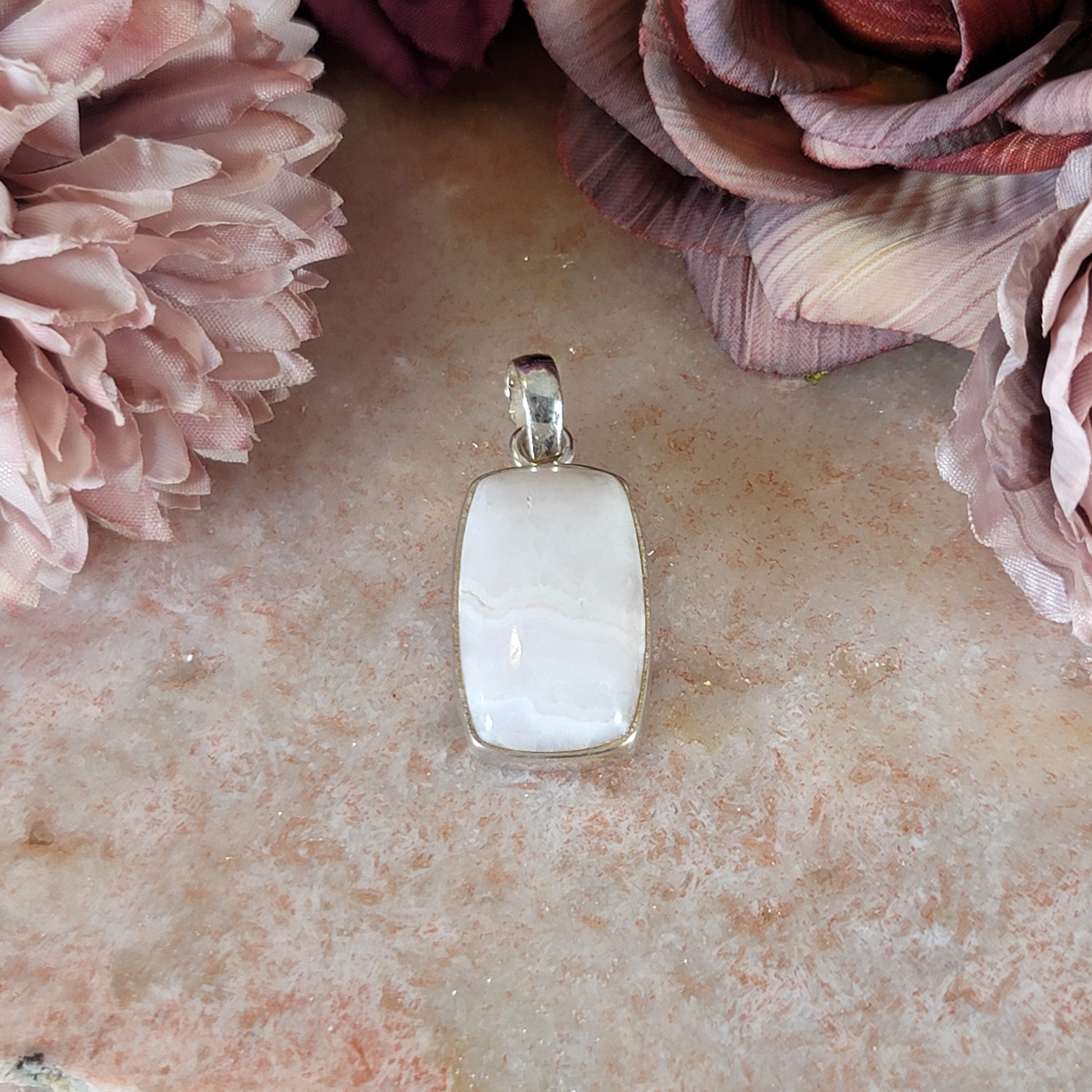 Pink Calcite Pendant .925 Silver for Compassion, Conflict Resolution and Emotional Healing