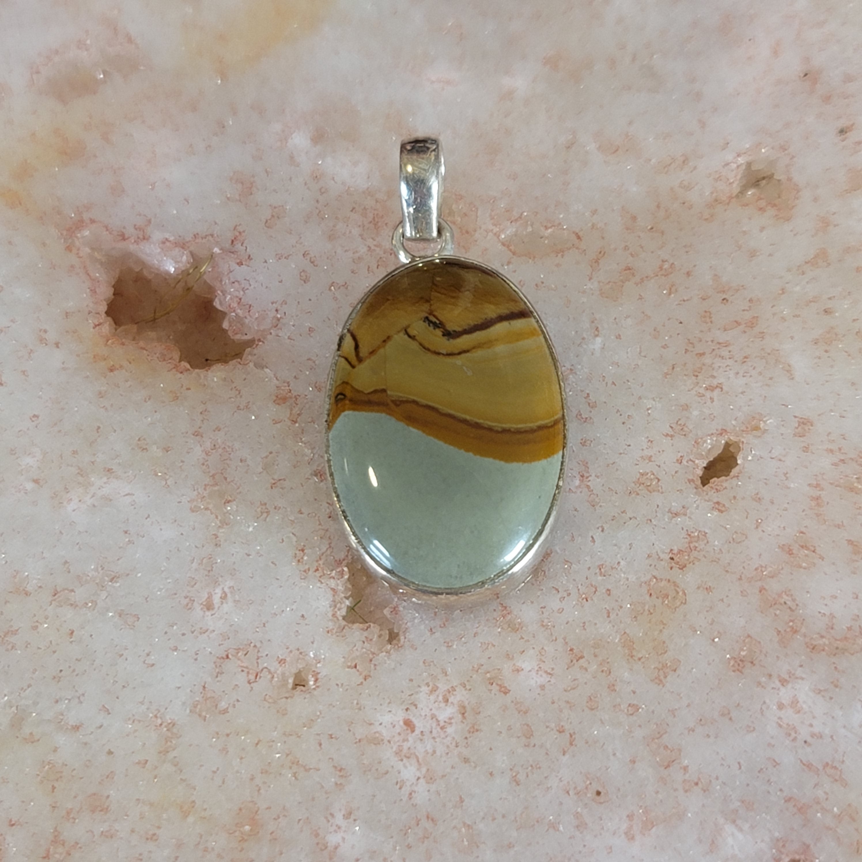 Polychrome Jasper Pendant .925 Silver for Balance, Creativity and Joy