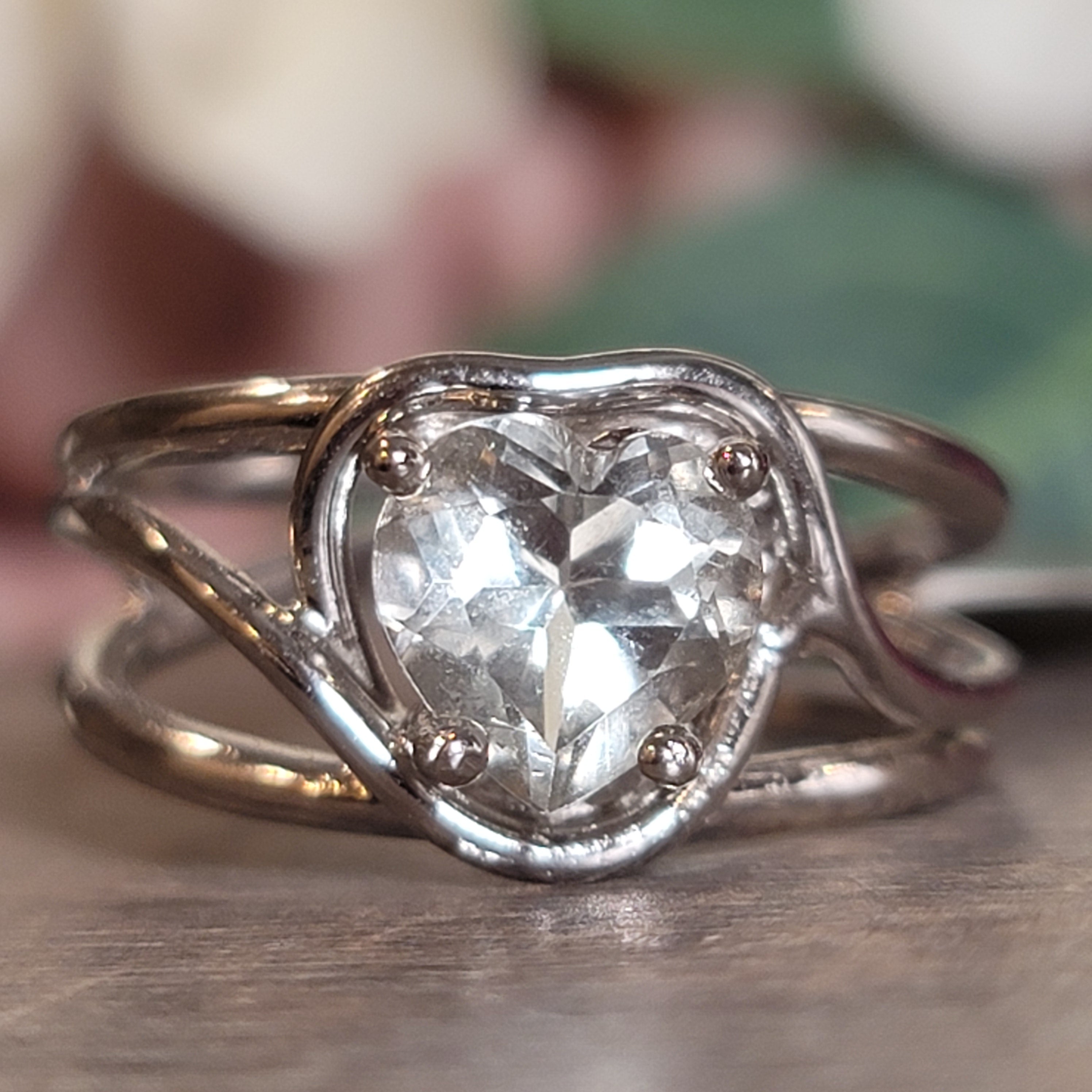 Praisolite Heart Midi Cuff Ring .925 Silver for Love, Prosperity and Success