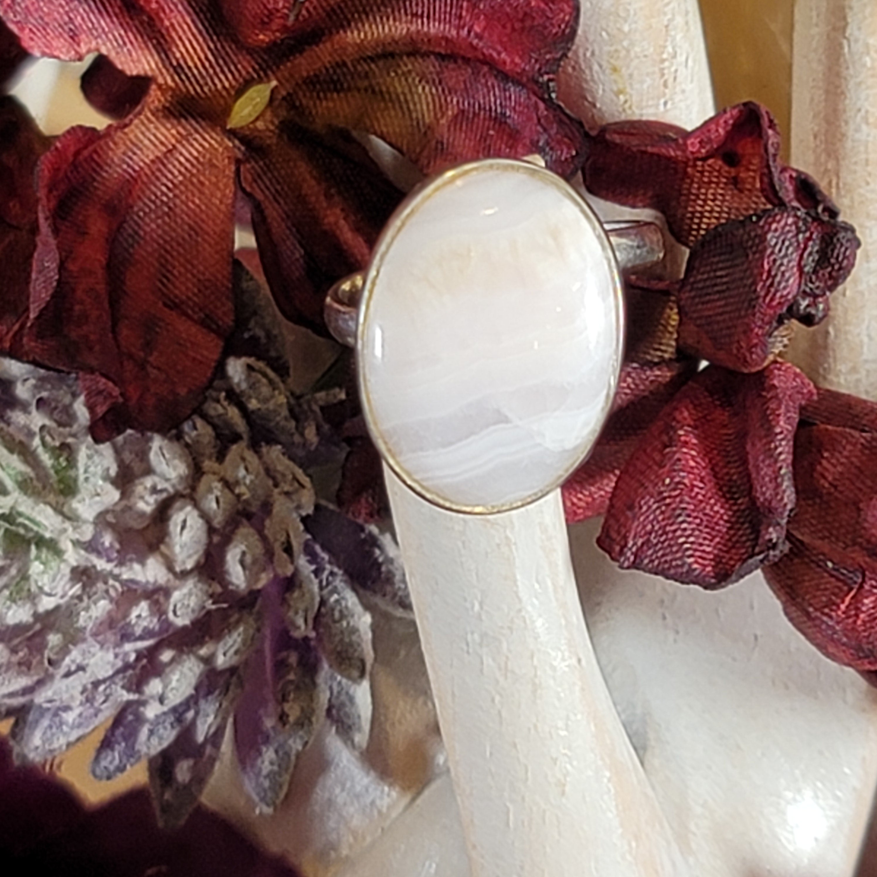Pink Calcite Adjustable Ring .925 Silver for Compassion, Conflict Resolution and Emotional Healing