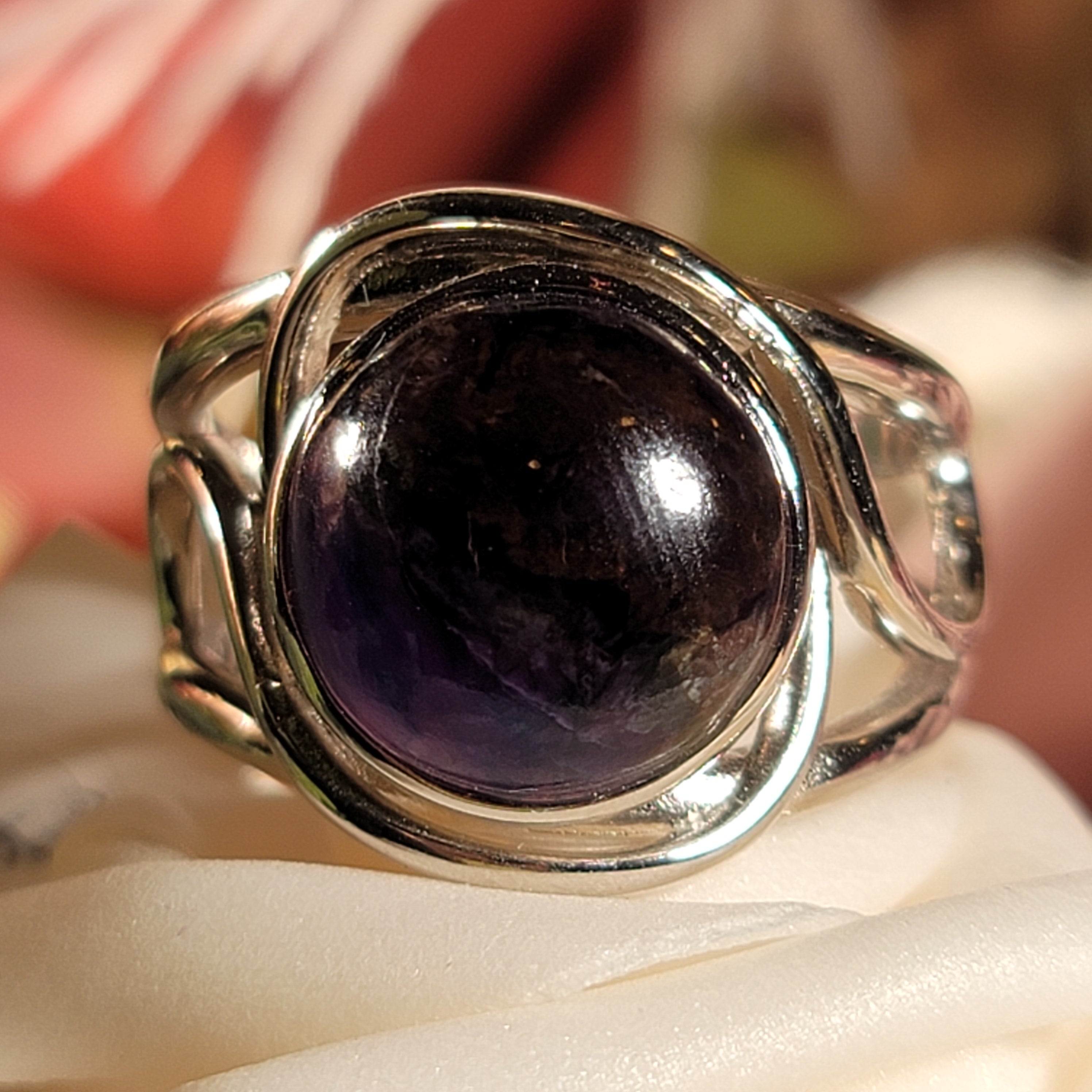 Sugilite Cuff Ring .925 Silver for Enhancing Dreamwork and Discovery of Your Path