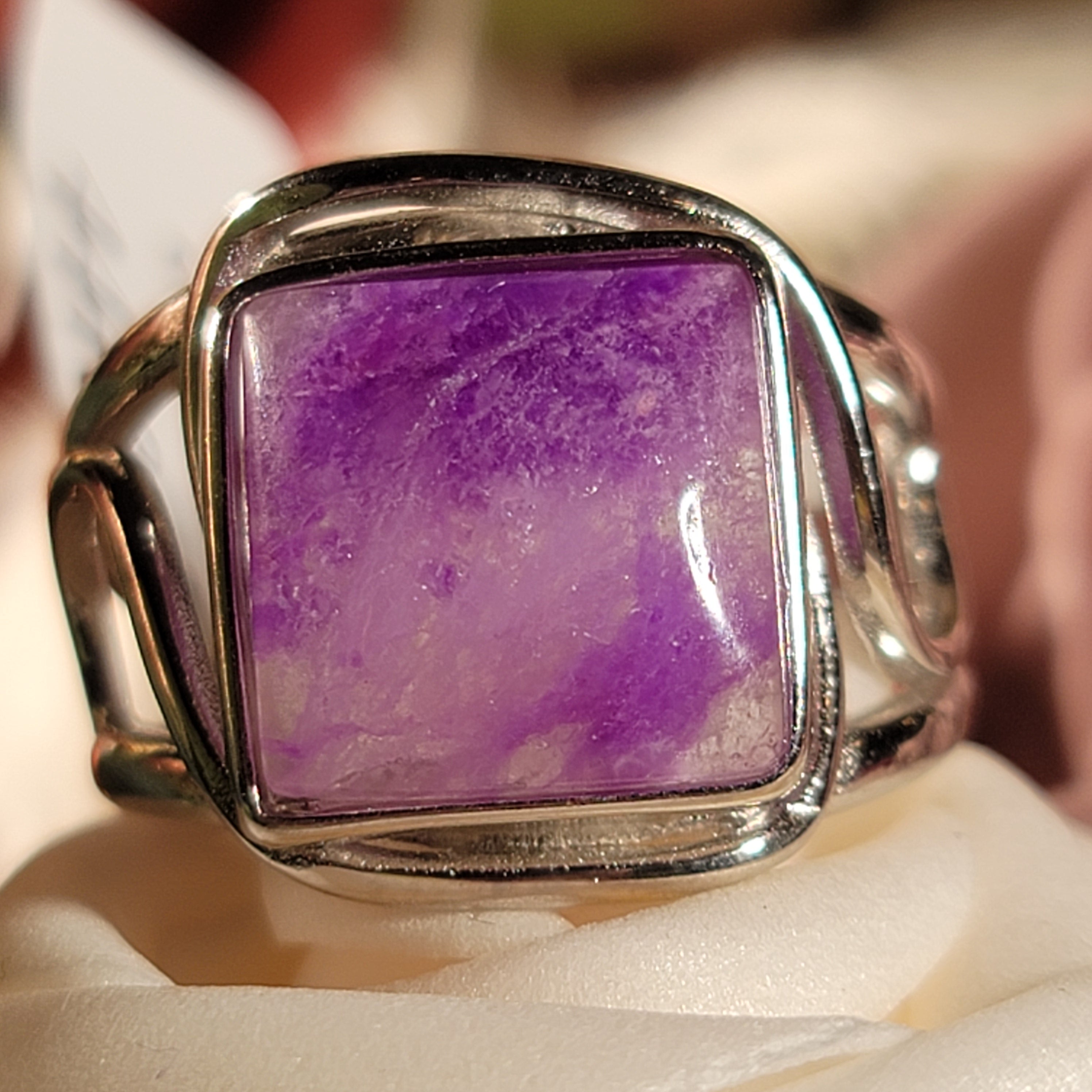 Sugilite Cuff Ring .925 Silver for Enhancing Dreamwork and Discovery of Your Path