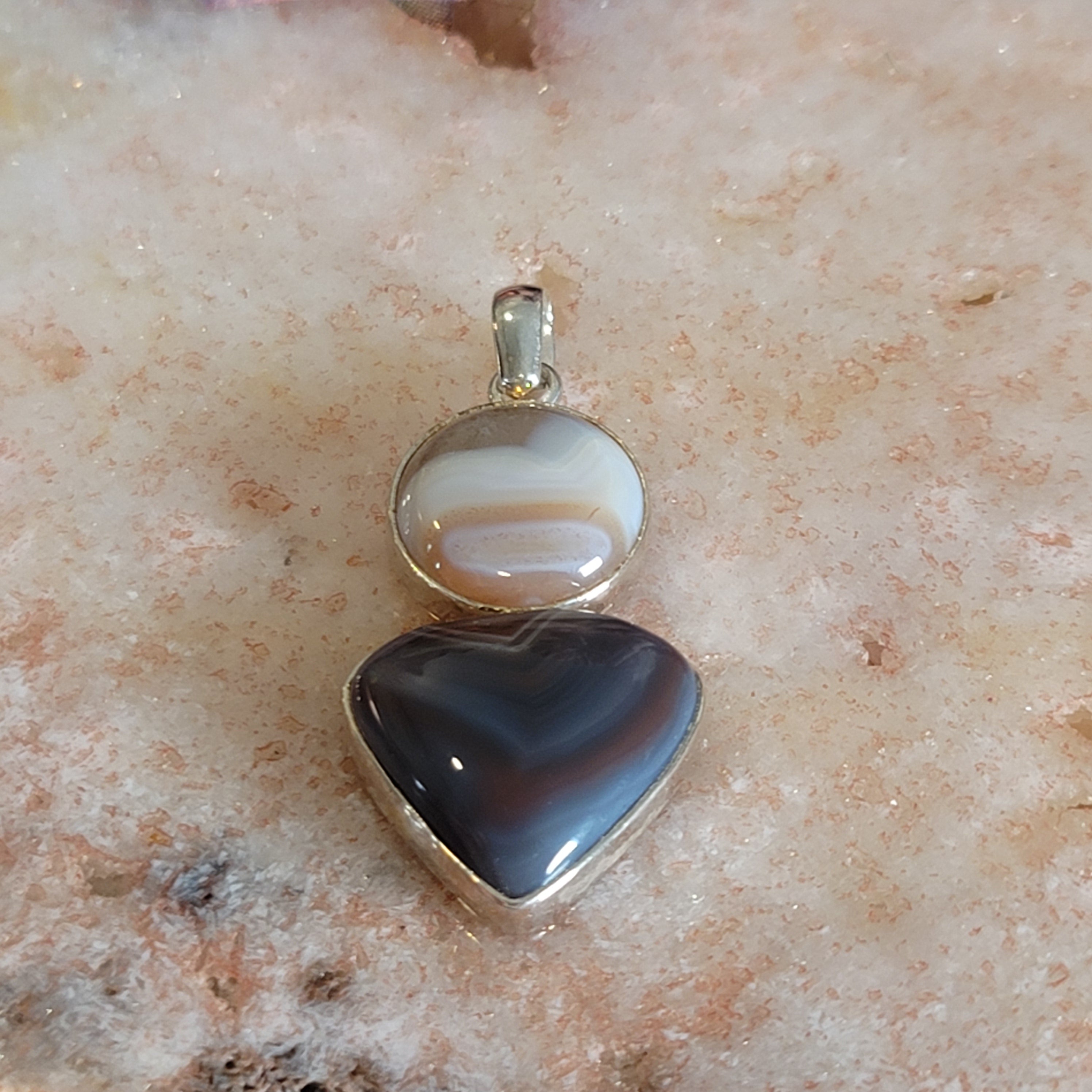 Botswana Agate Pendant .925 Silver for Hope, Protection and Strength