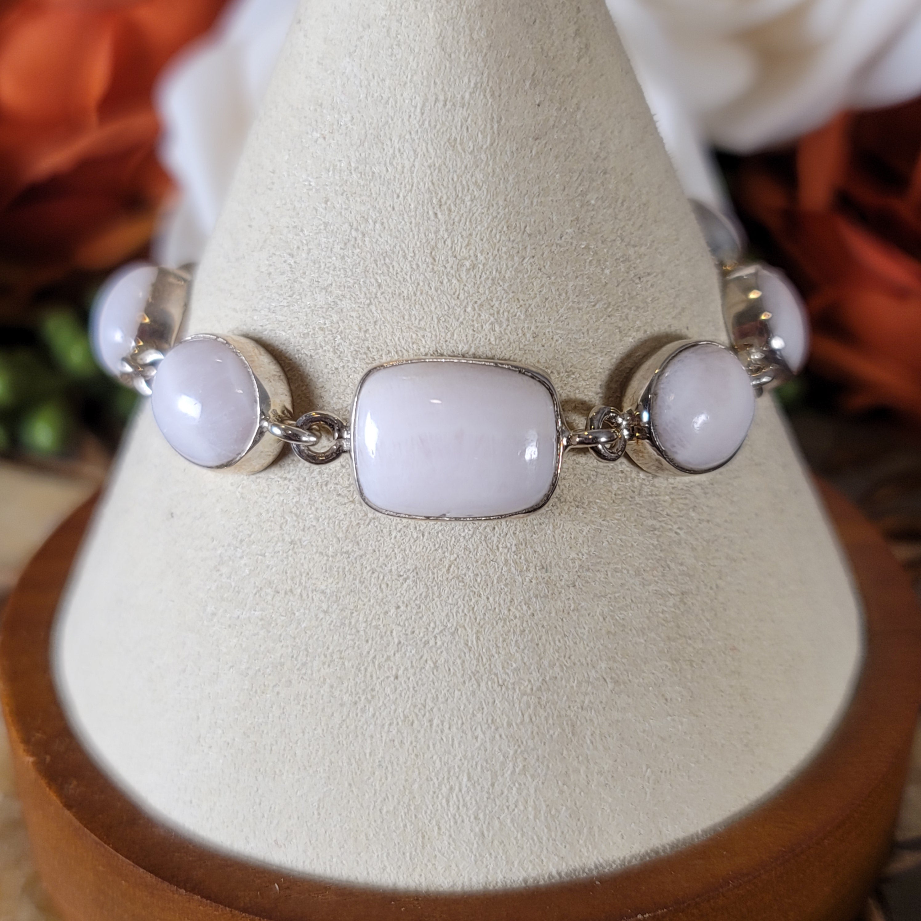 Pink Calcite Bracelet .925 Silver for Compassion, Conflict Resolution and Emotional Healing