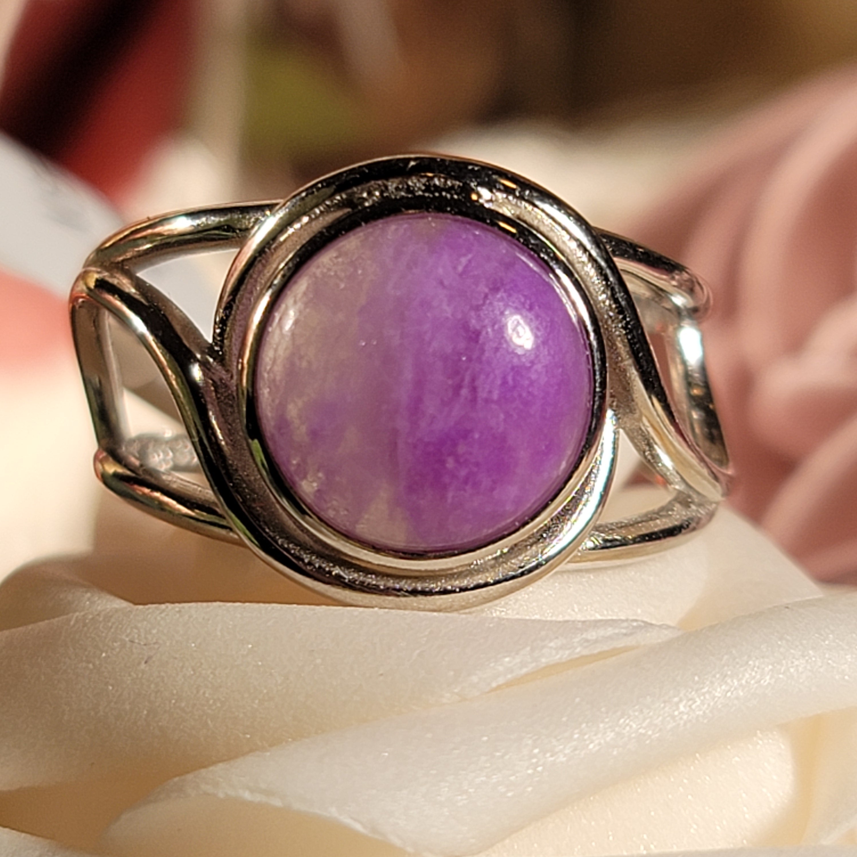 Sugilite Cuff Ring .925 Silver for Enhancing Dreamwork and Discovery of Your Path