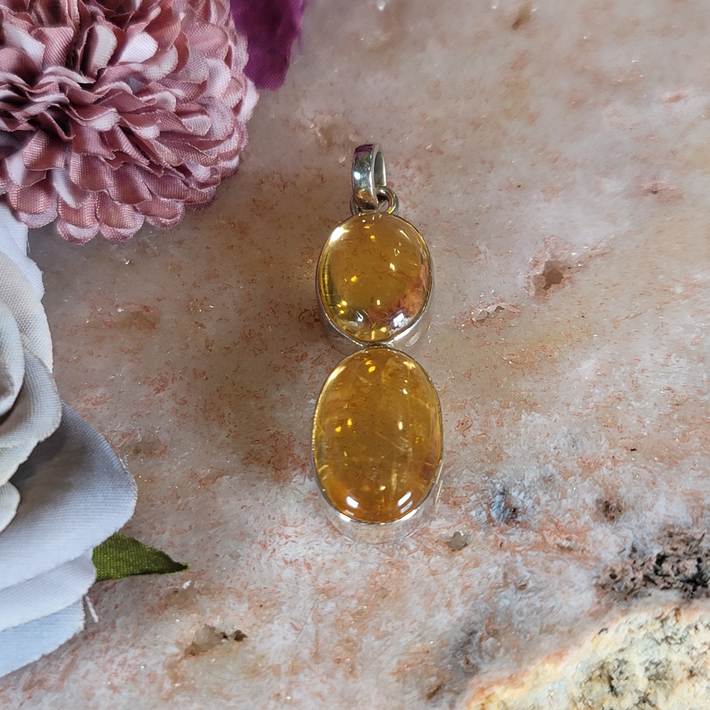 Citrine Pendant .925 Silver for Attracting Abundance and Joy
