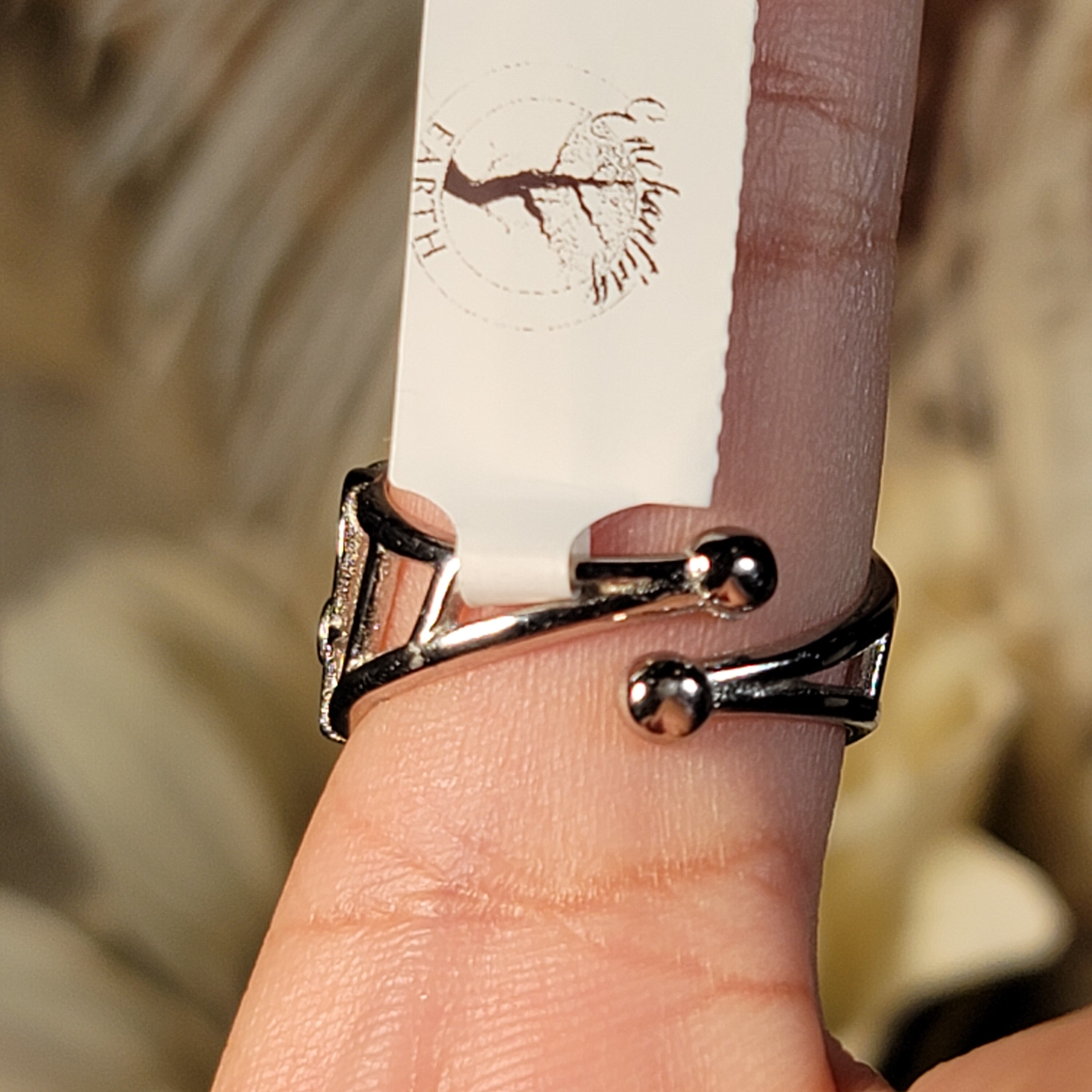 Black Tourmaline in Quartz Egyptian Eye Cuff Ring .925 Sterling Silver for Powerful Protection and Aura Cleansing