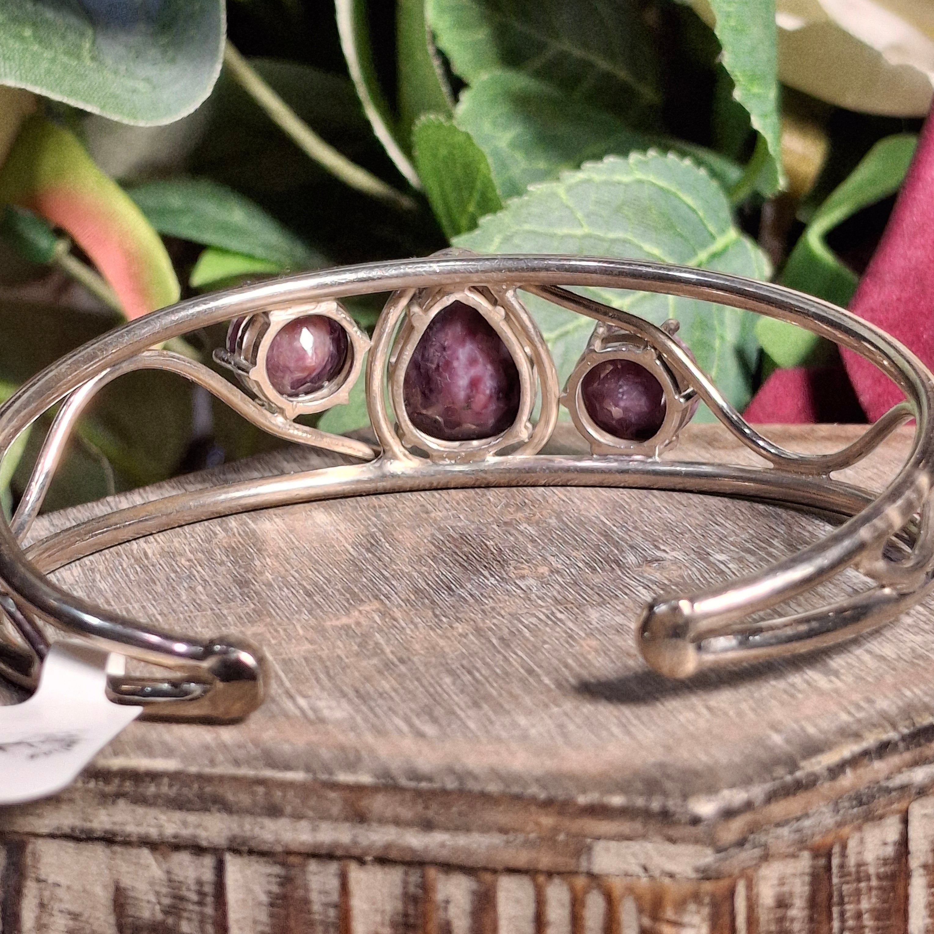 Charoite Cuff Bracelet .925 Silver for Connection with Higher Realms and Enhancing your Intuition