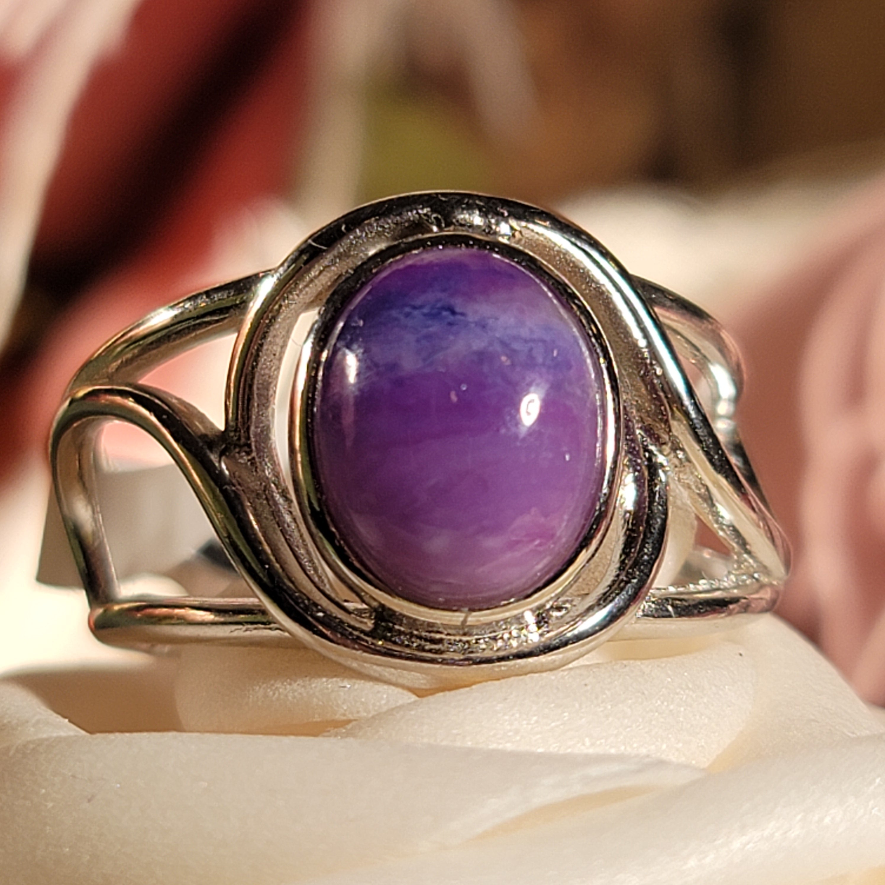 Sugilite Cuff Ring .925 Silver for Enhancing Dreamwork and Discovery of Your Path