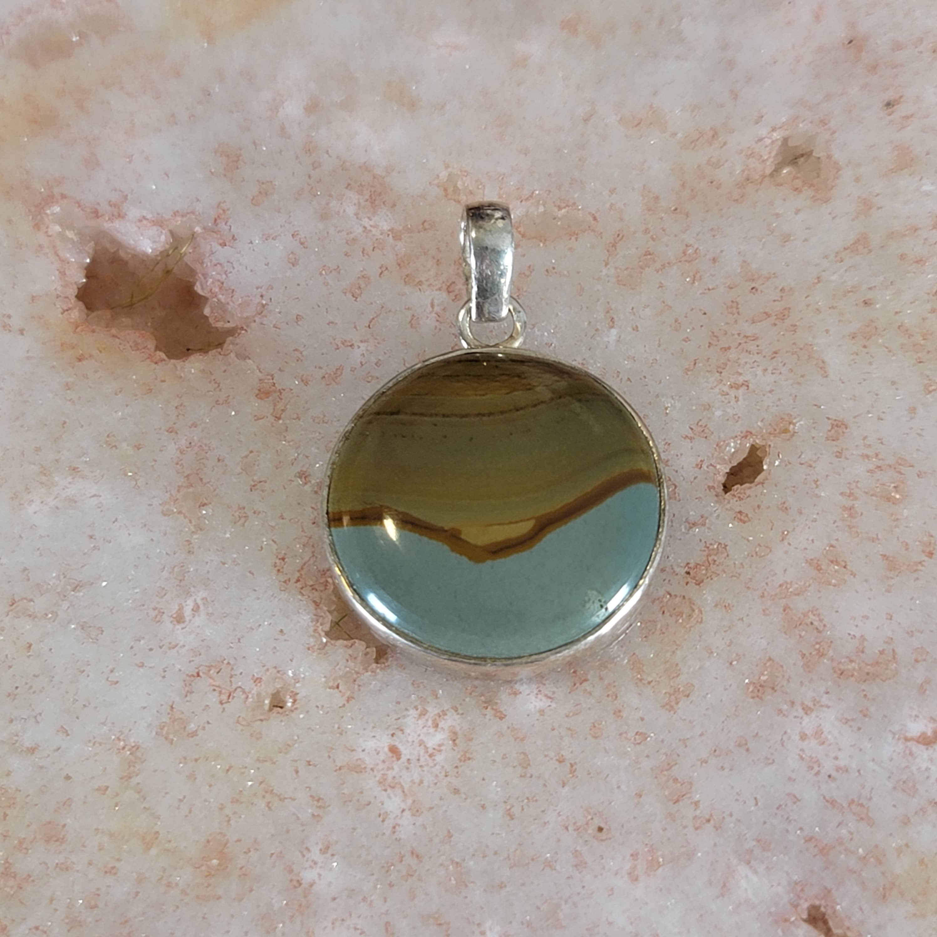 Polychrome Jasper Pendant .925 Silver for Balance, Creativity and Joy