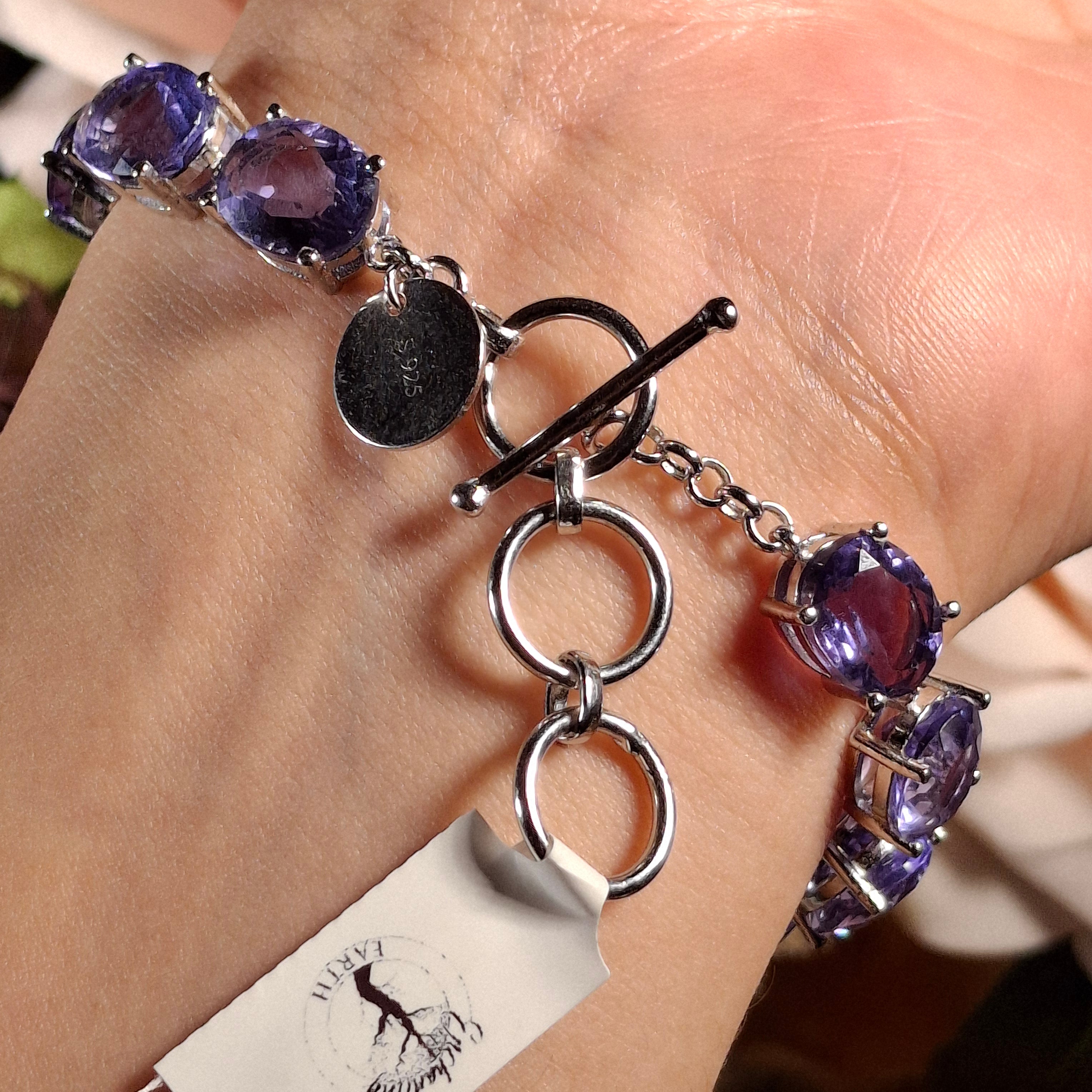 Enchanting Gems Color Changing Fluorite Faceted Bracelet .925 Silver for Inspiration, Focus & Wisdom