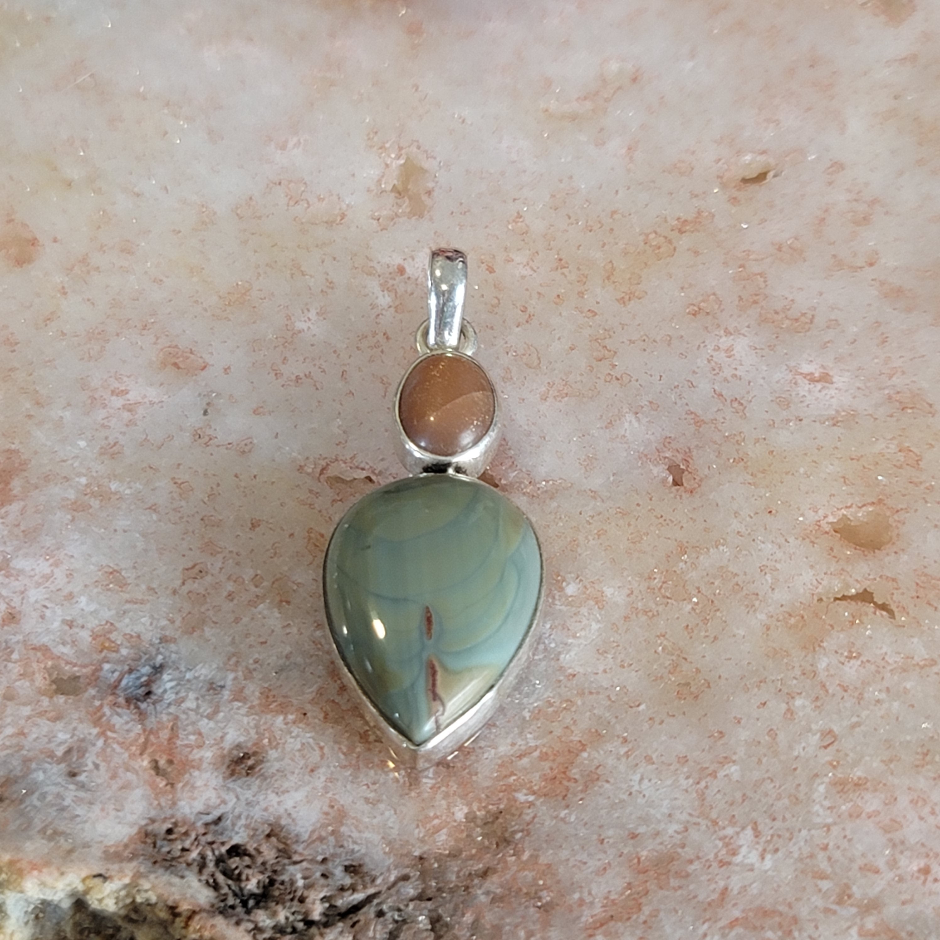 Polychrome Jasper Pendant .925 Silver for Balance, Creativity and Joy