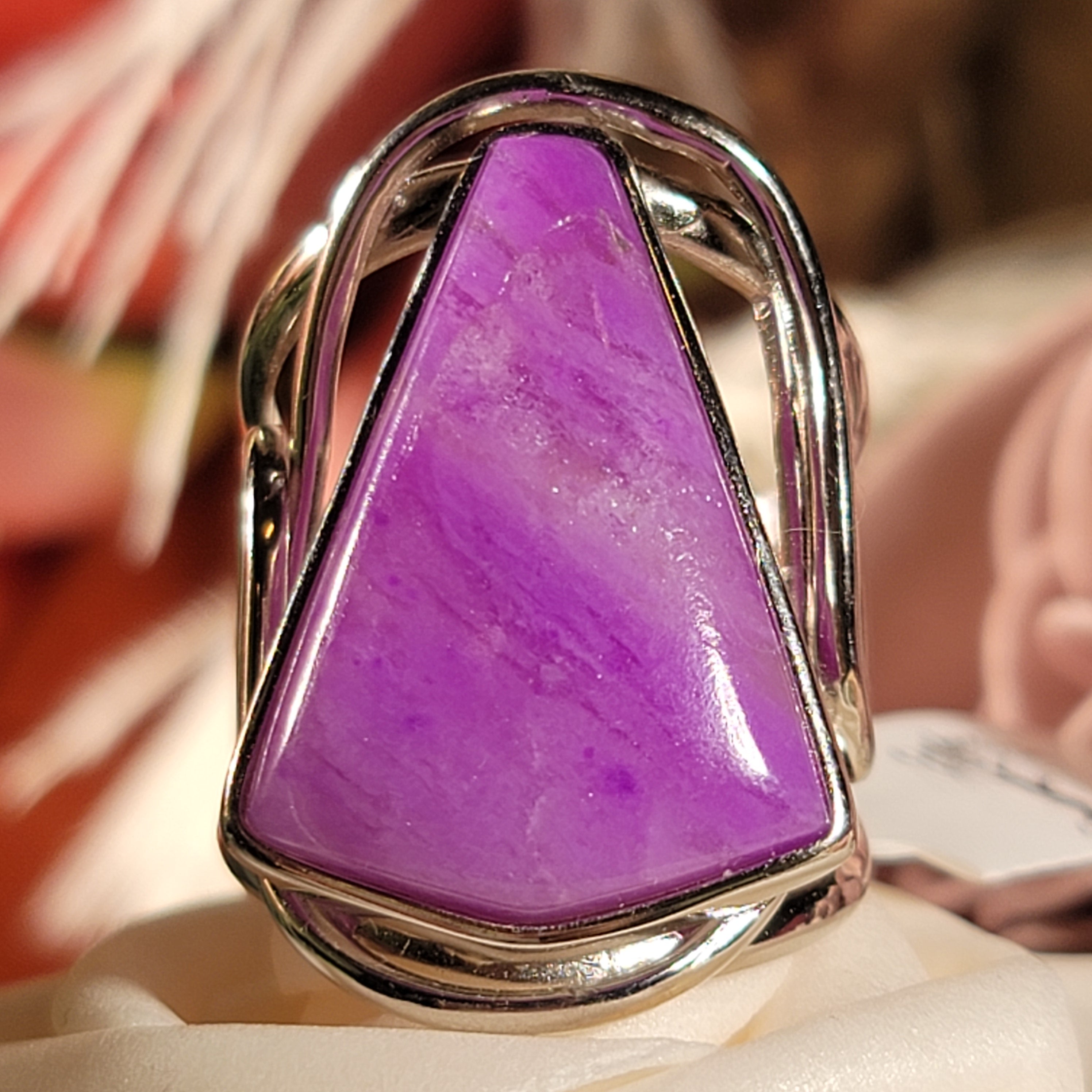 Sugilite Cuff Ring .925 Silver for Enhancing Dreamwork and Discovery of Your Path