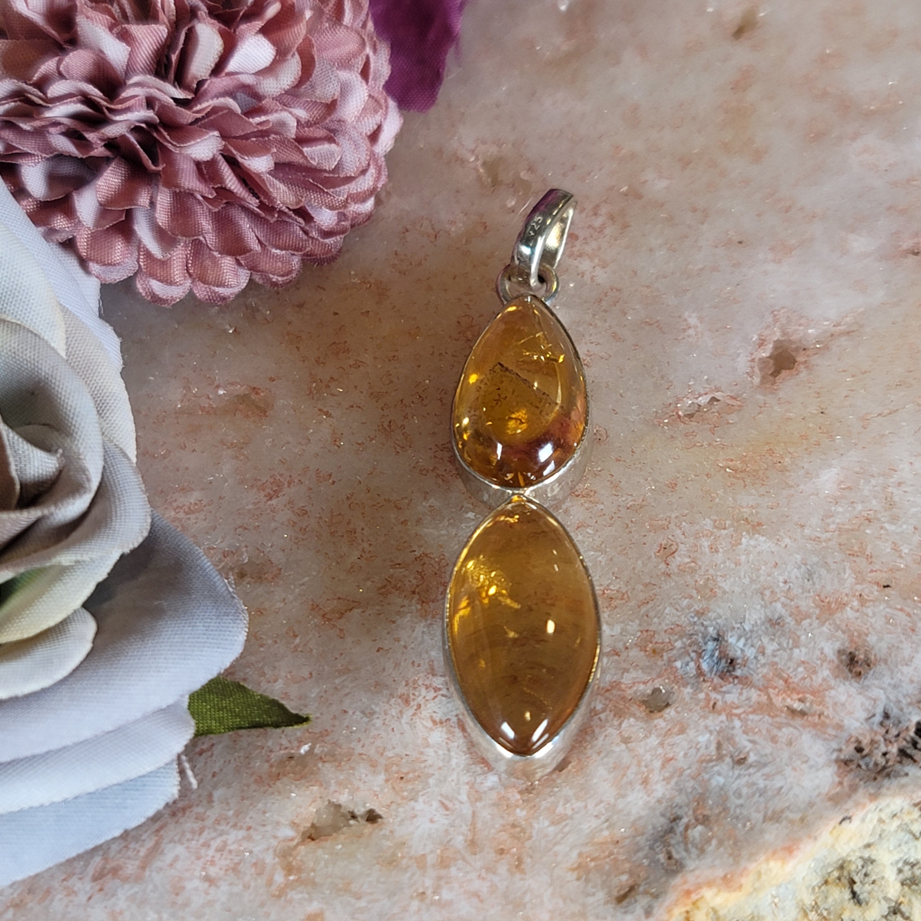 Citrine Pendant .925 Silver for Attracting Abundance and Joy