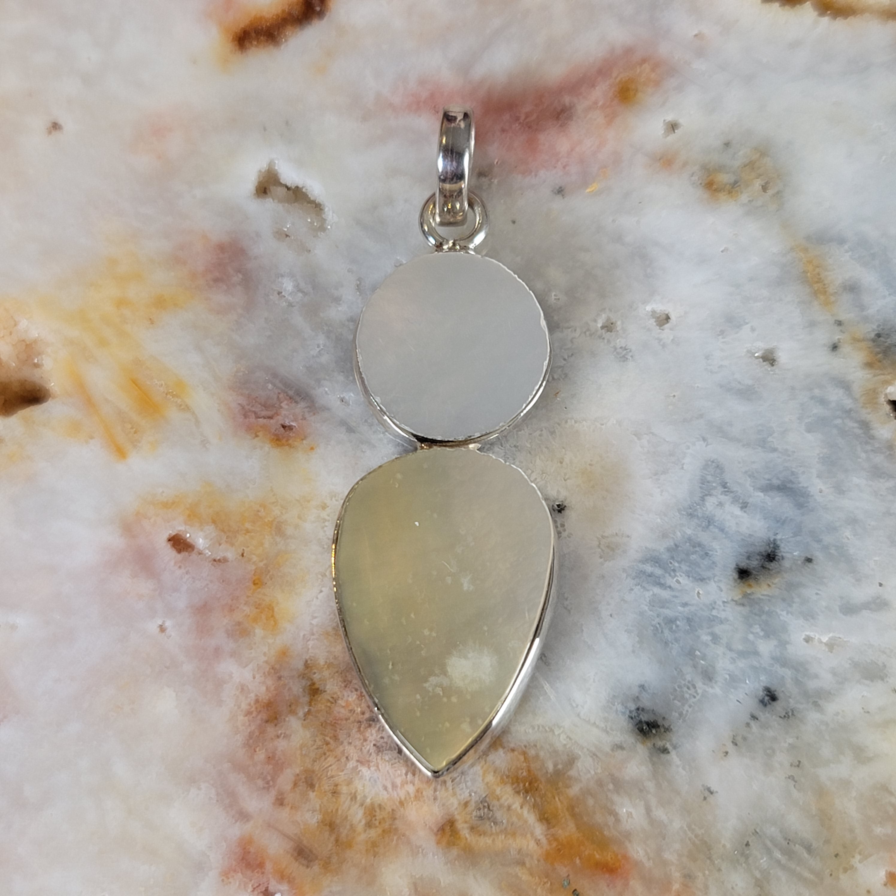 Mother of Pearl Pendant .925 Silver for Calm Emotions, Intuition and Stress Relief