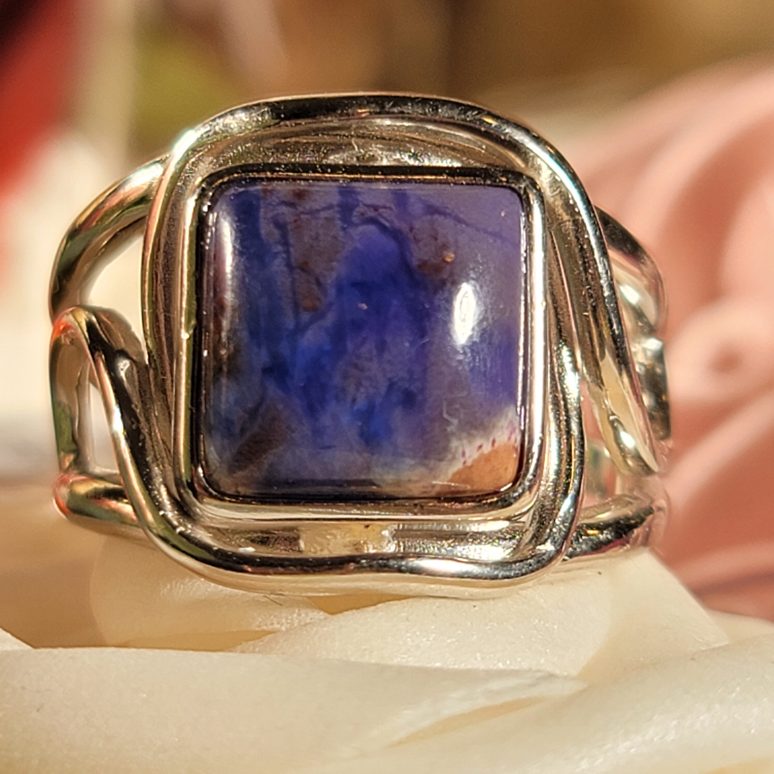 Sugilite Cuff Ring .925 Silver for Enhancing Dreamwork and Discovery of Your Path