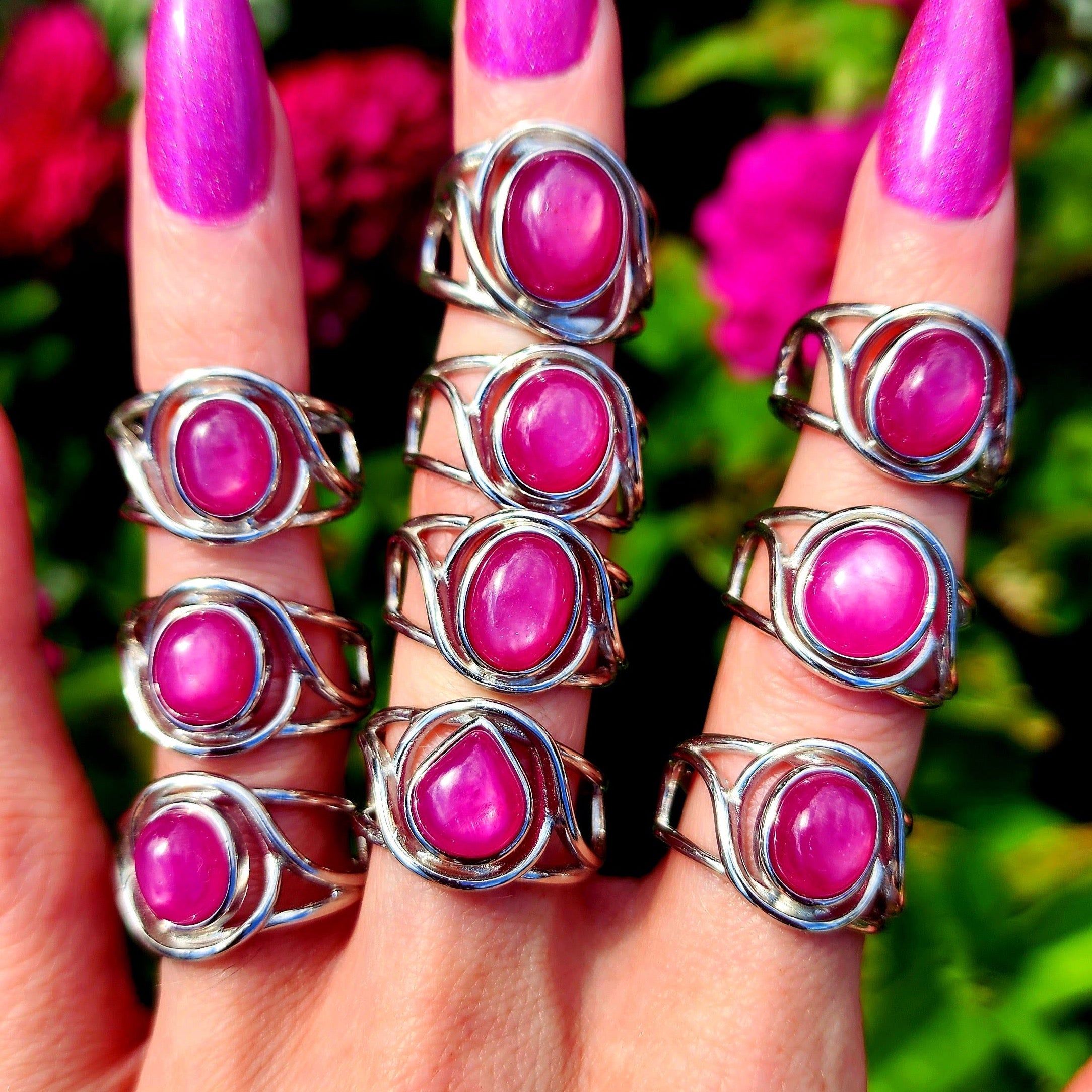 Star Ruby Finger Cuff Adjustable Ring .925 Silver for Confidence, Empo ...