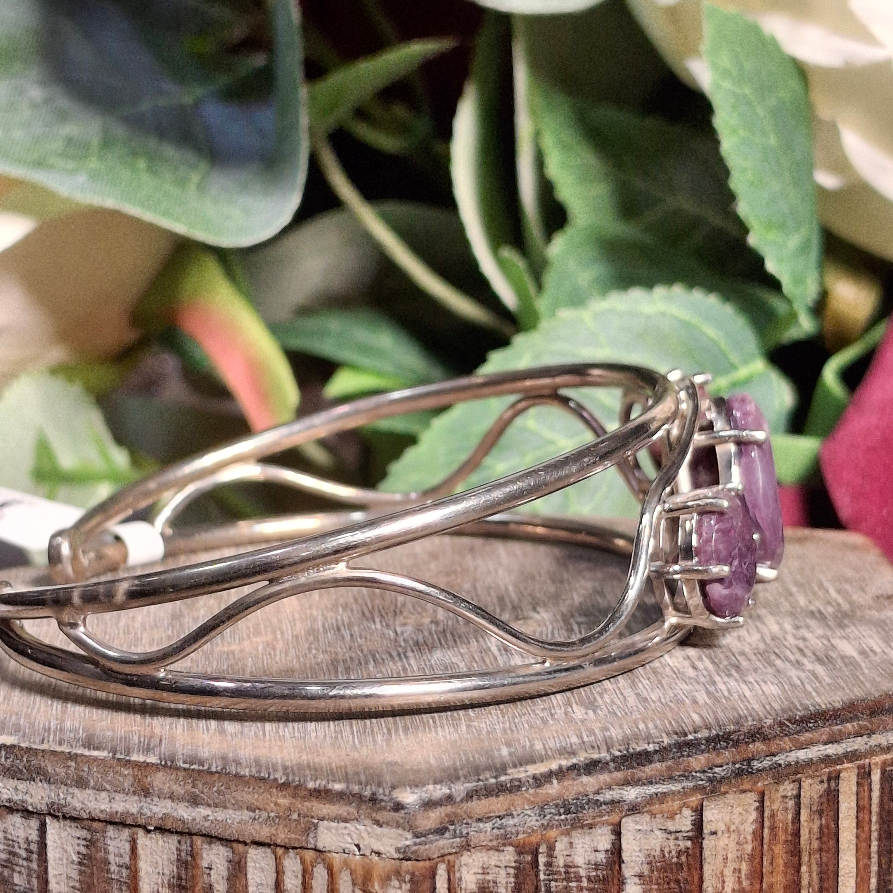 Charoite Cuff Bracelet .925 Silver for Connection with Higher Realms and Enhancing your Intuition