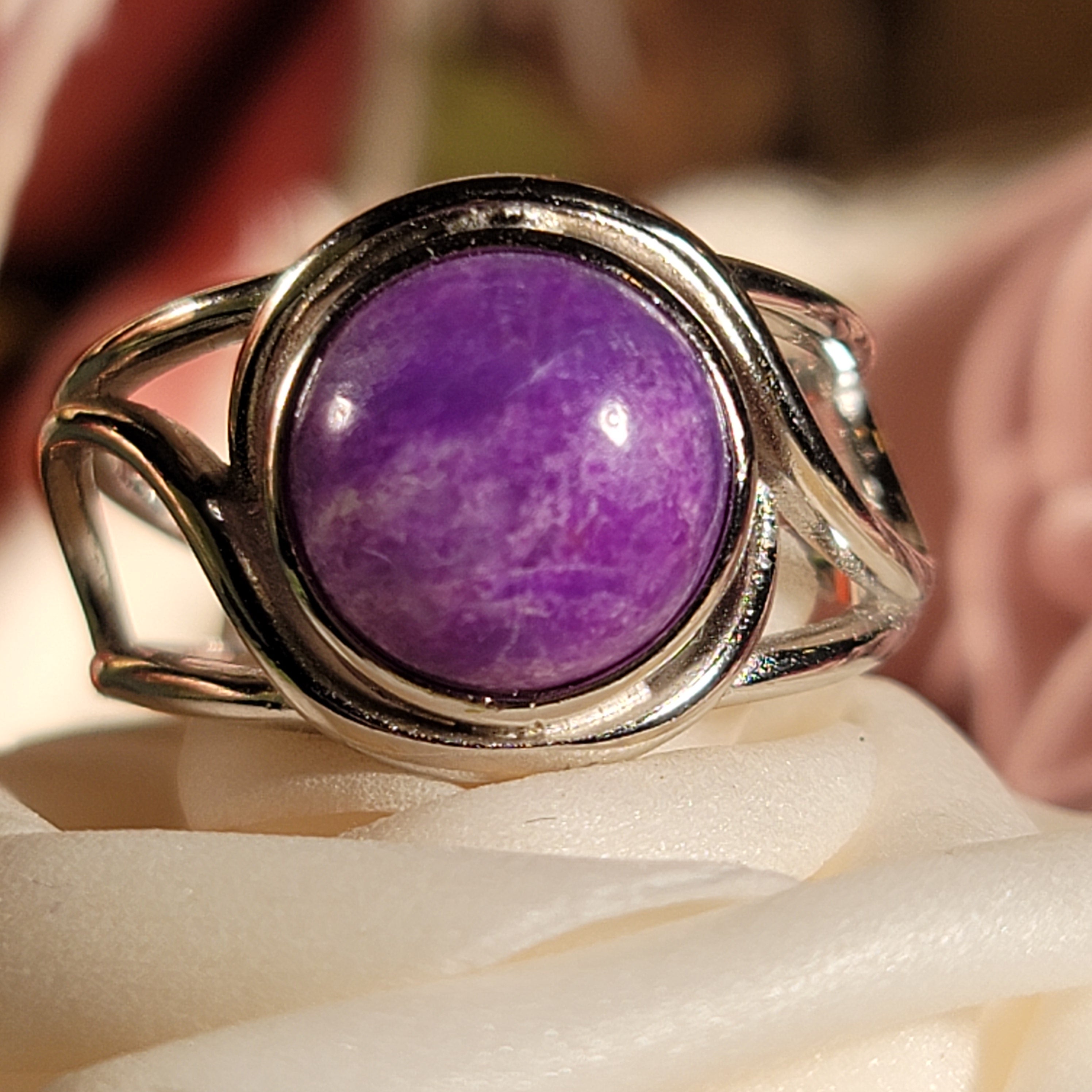 Sugilite Cuff Ring .925 Silver for Enhancing Dreamwork and Discovery of Your Path