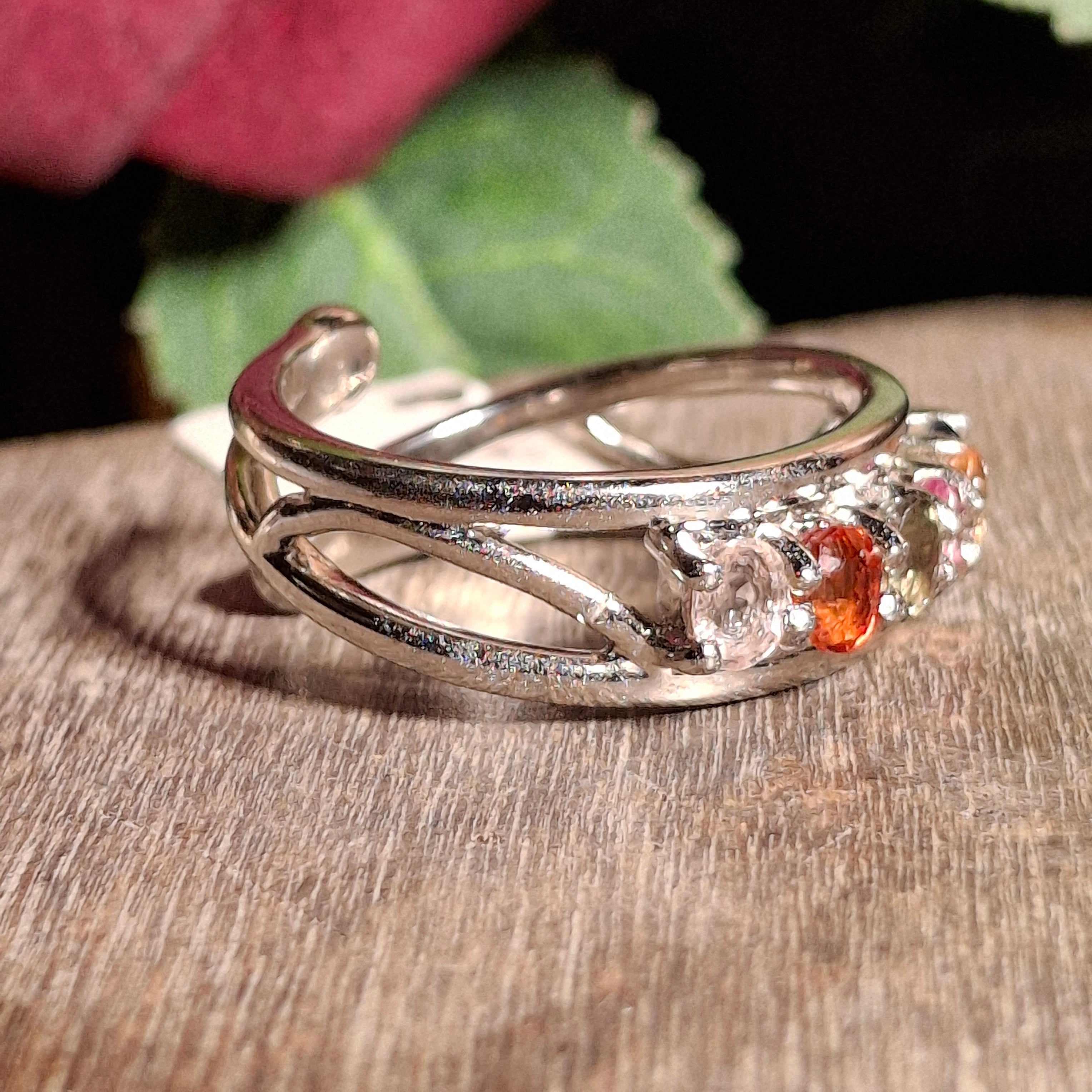 Fancy Sapphire Stacker Cuff Ring .925 Sterling Silver for Intuition and Creative Expression
