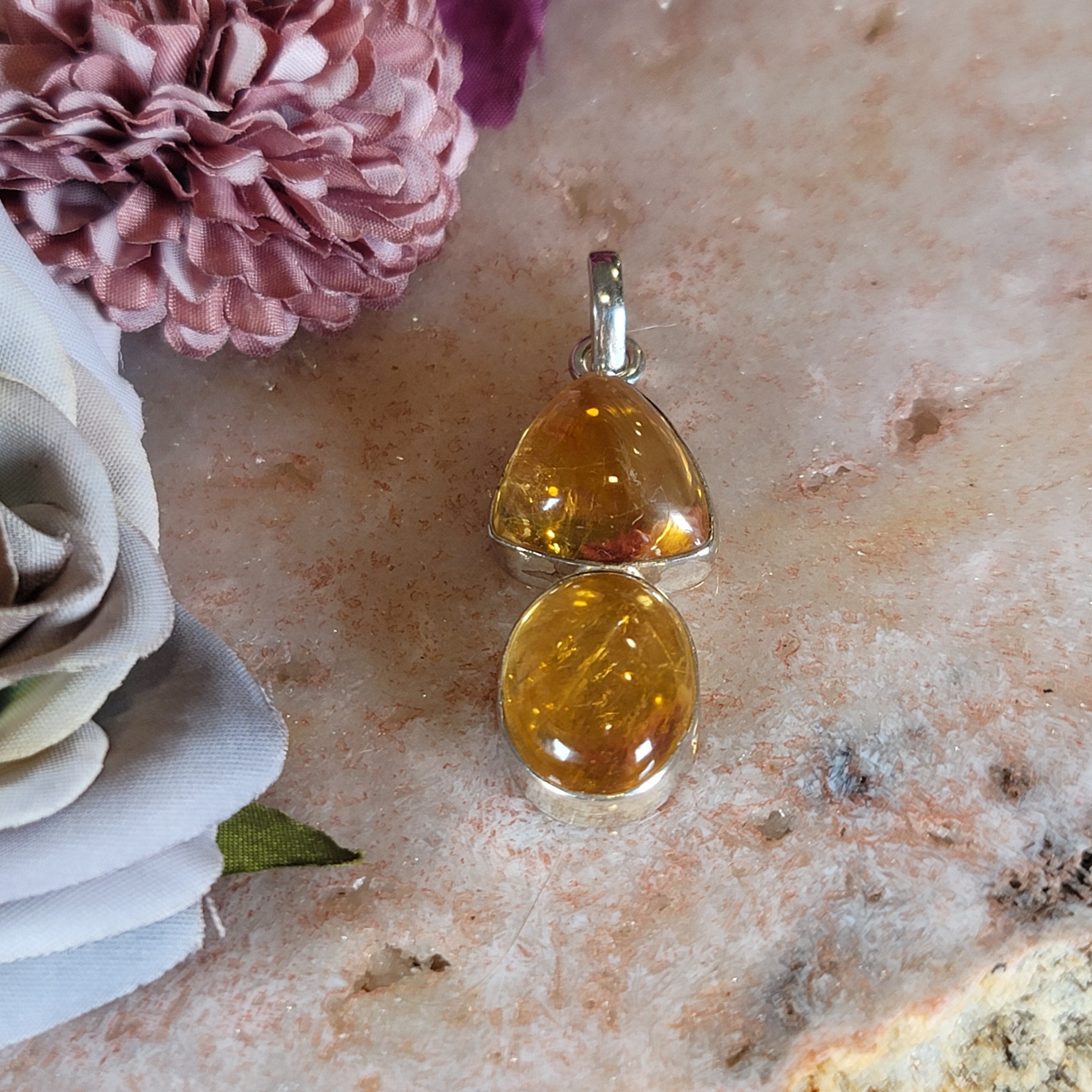 Citrine Pendant .925 Silver for Attracting Abundance and Joy