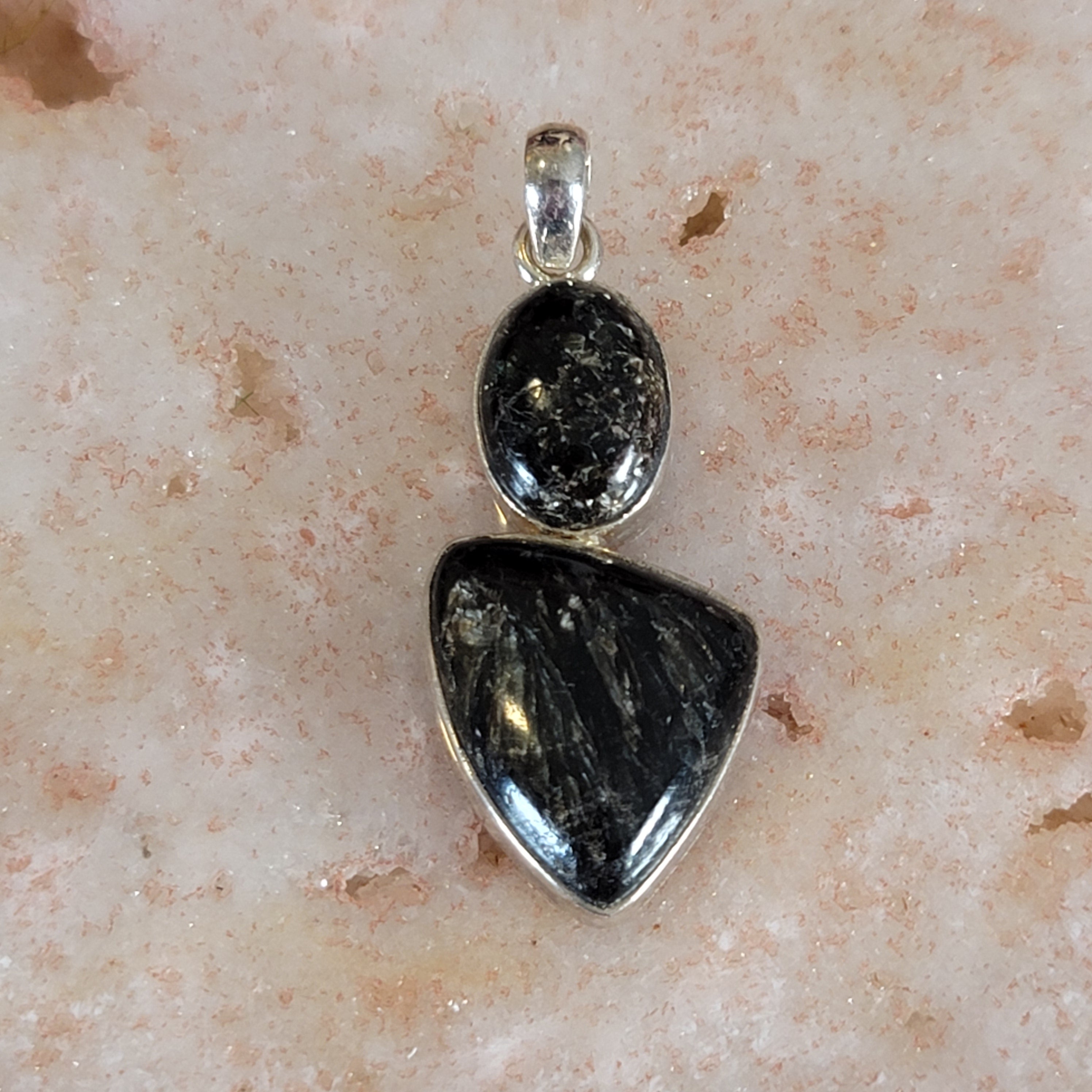 Black Seraphinite Pendant .925 Silver for Spiritual Advancement, Healing and Harmony