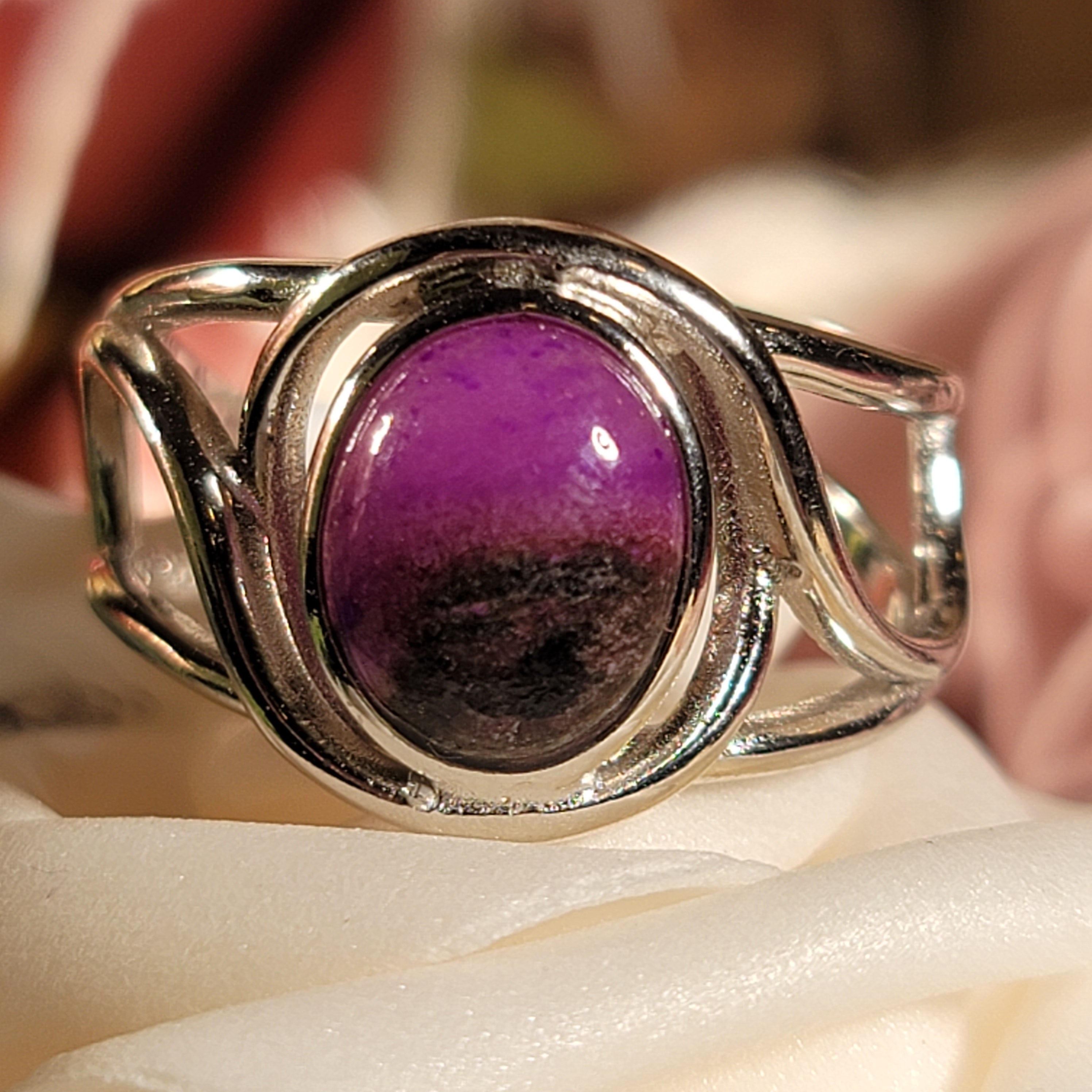 Sugilite Cuff Ring .925 Silver for Enhancing Dreamwork and Discovery of Your Path