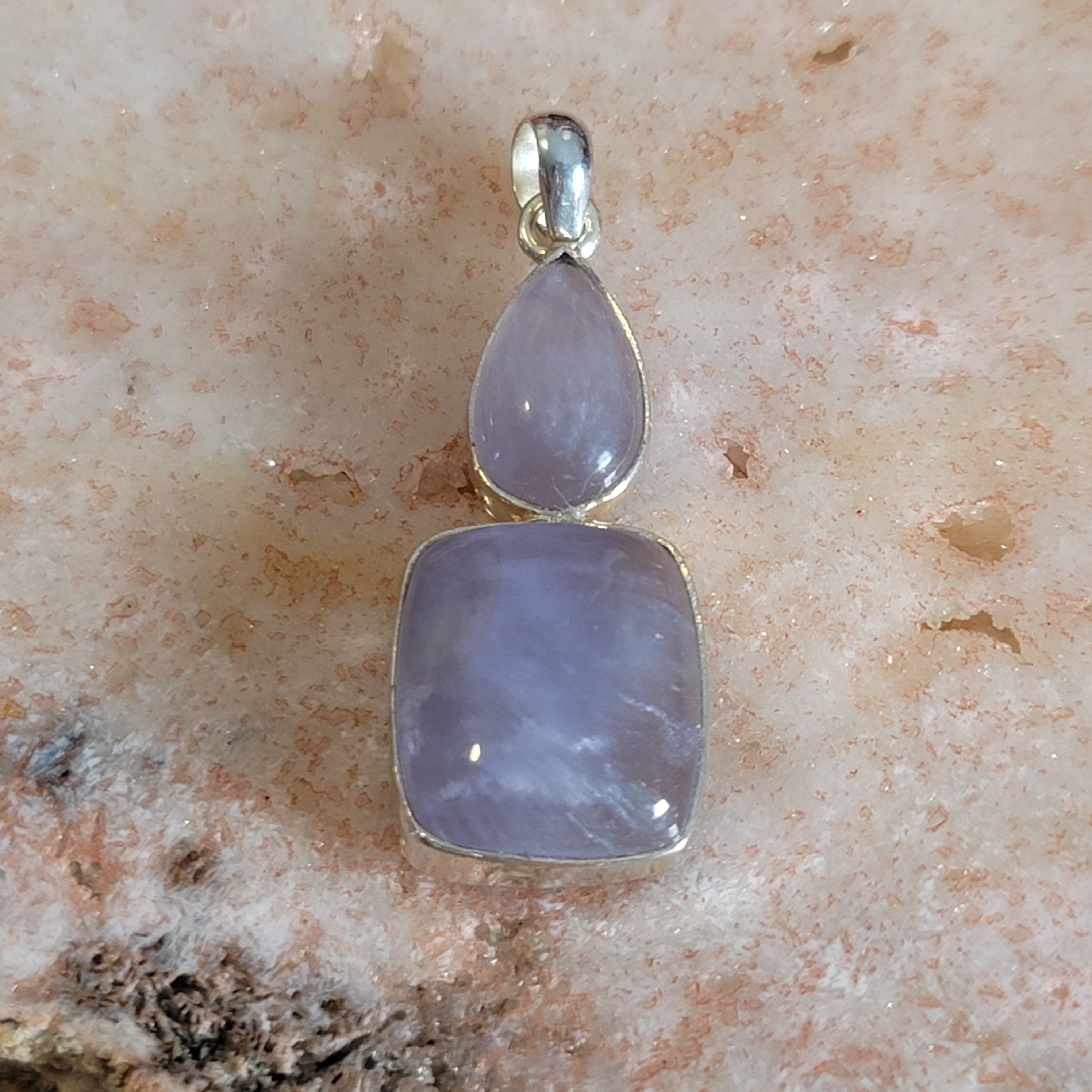 Purple Chalcedony Pendant .925 Silver for Attracting your Soul Mate