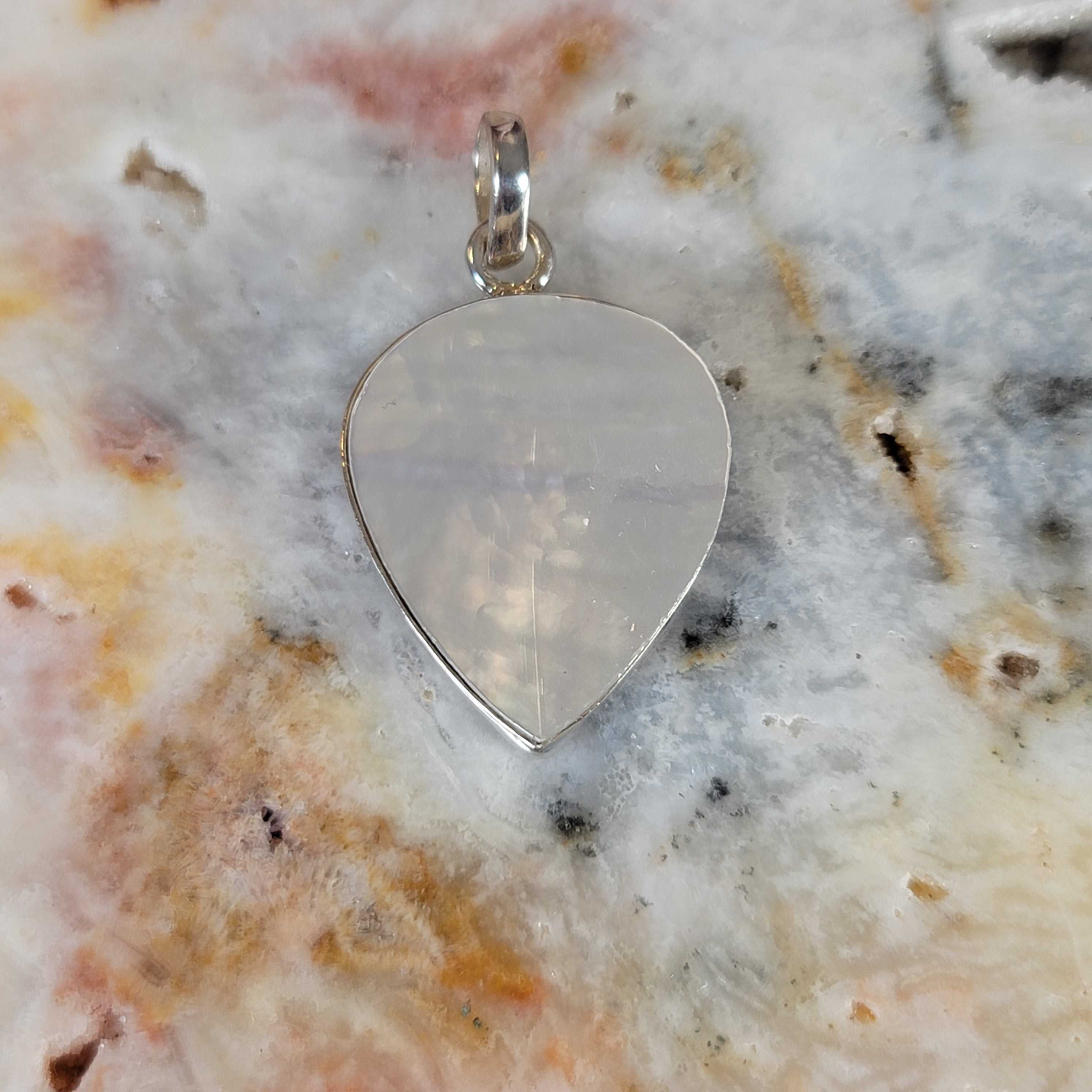 Mother of Pearl Pendant .925 Silver for Calm Emotions, Intuition and Stress Relief