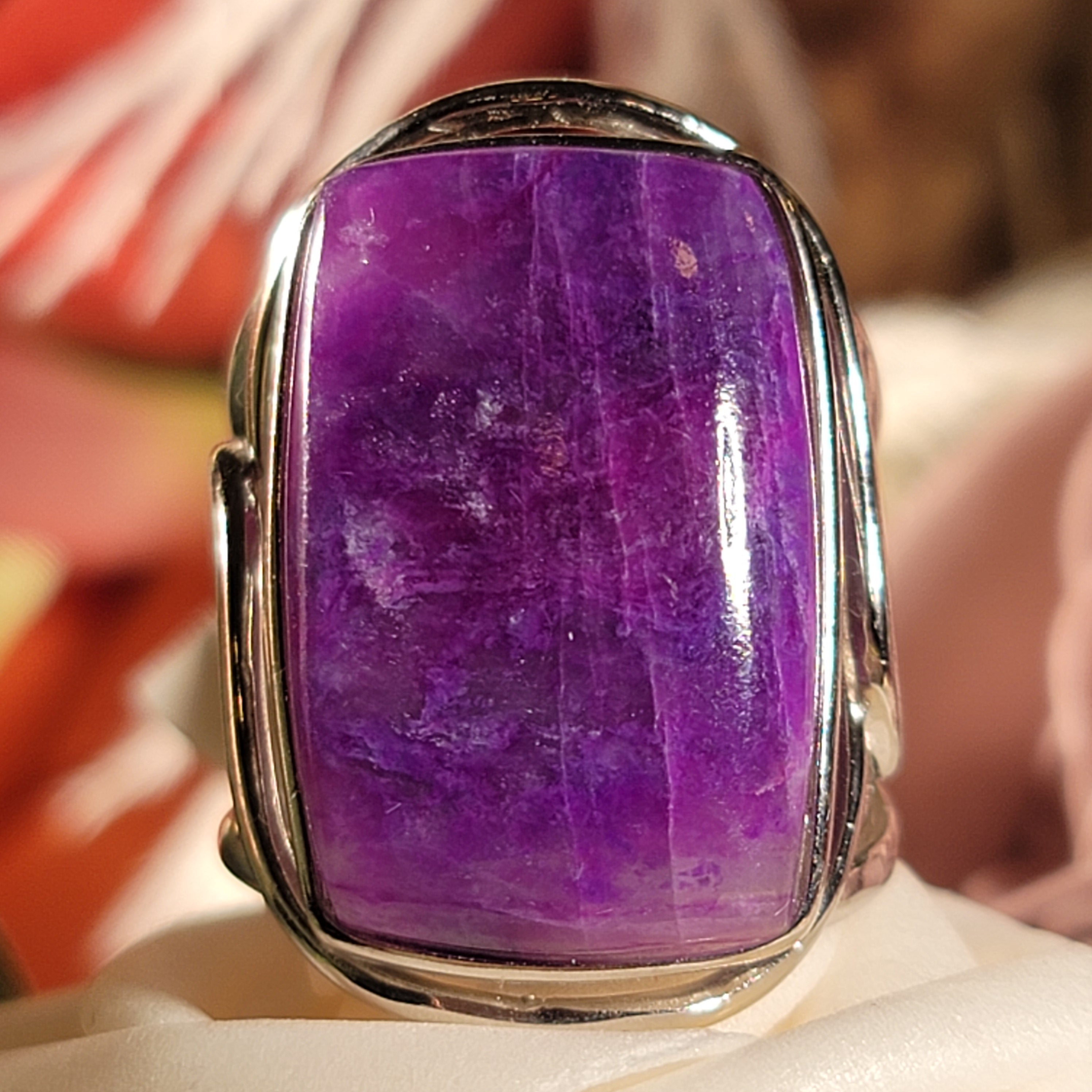 Sugilite Cuff Ring .925 Silver for Enhancing Dreamwork and Discovery of Your Path