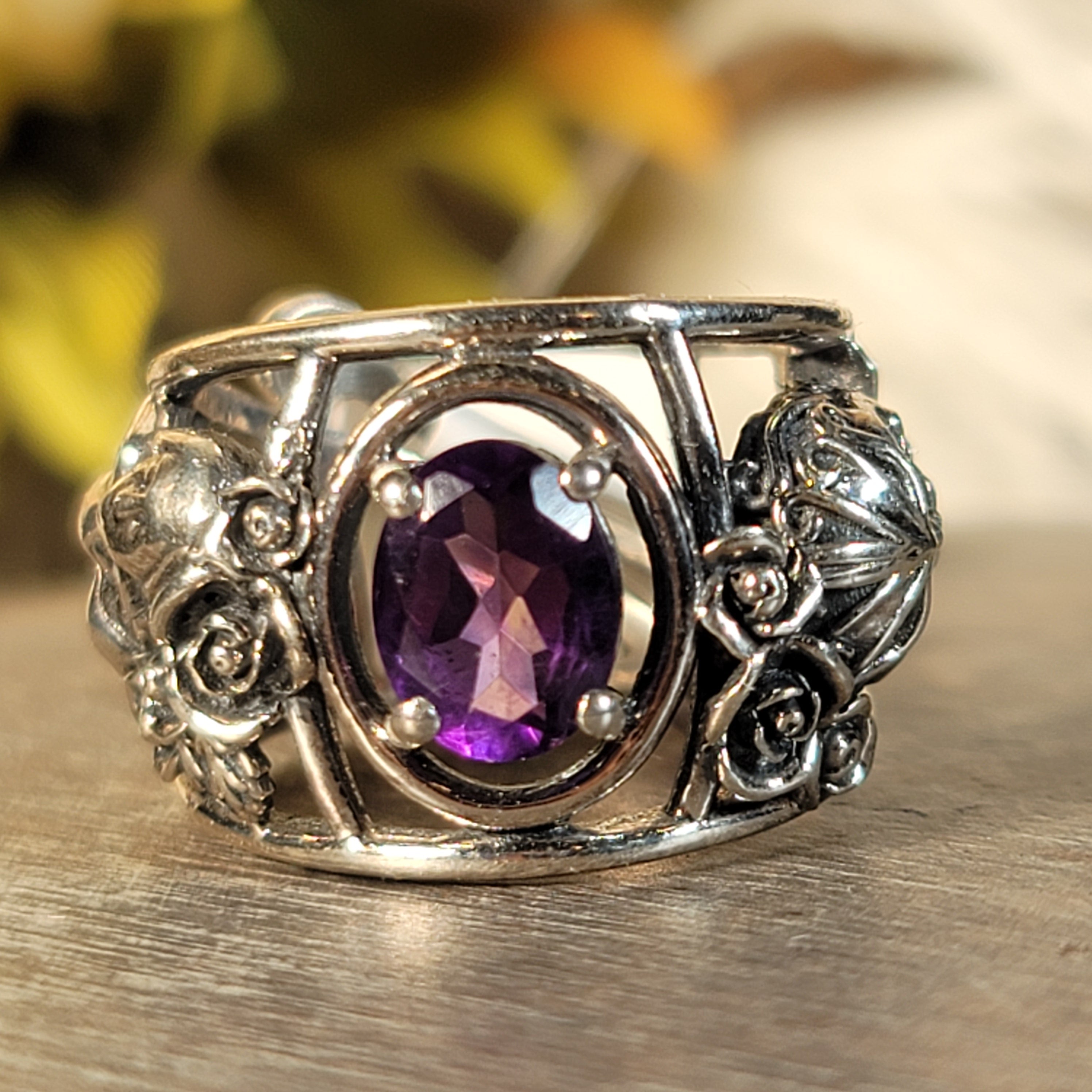 Amethyst Dia de los Muertos Finger Cuff Ring .925 Silver for Enhancing your Intuitive Gifts