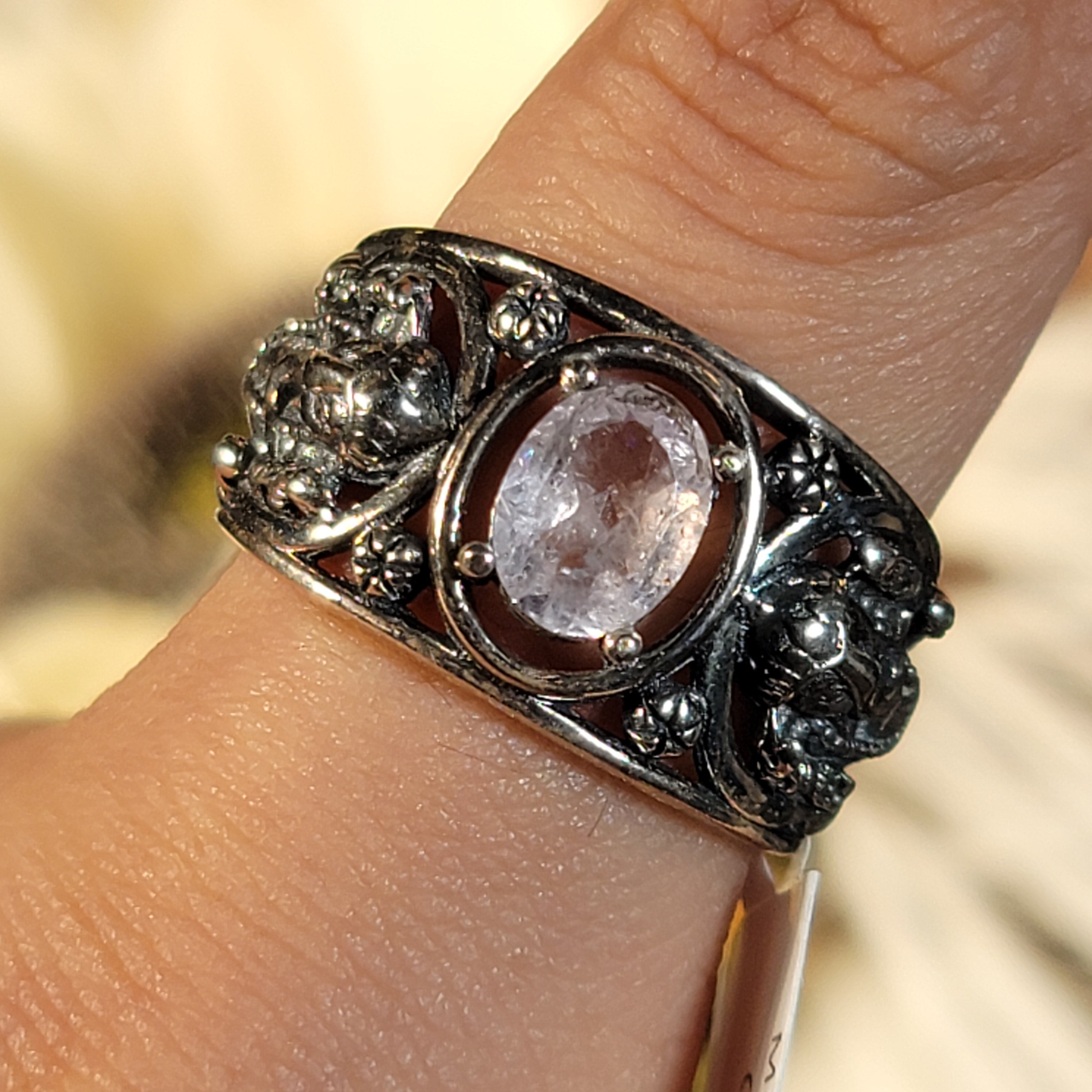 Morganite Ganesha Cuff Ring .925 Silver for Abundance of Joy and Love