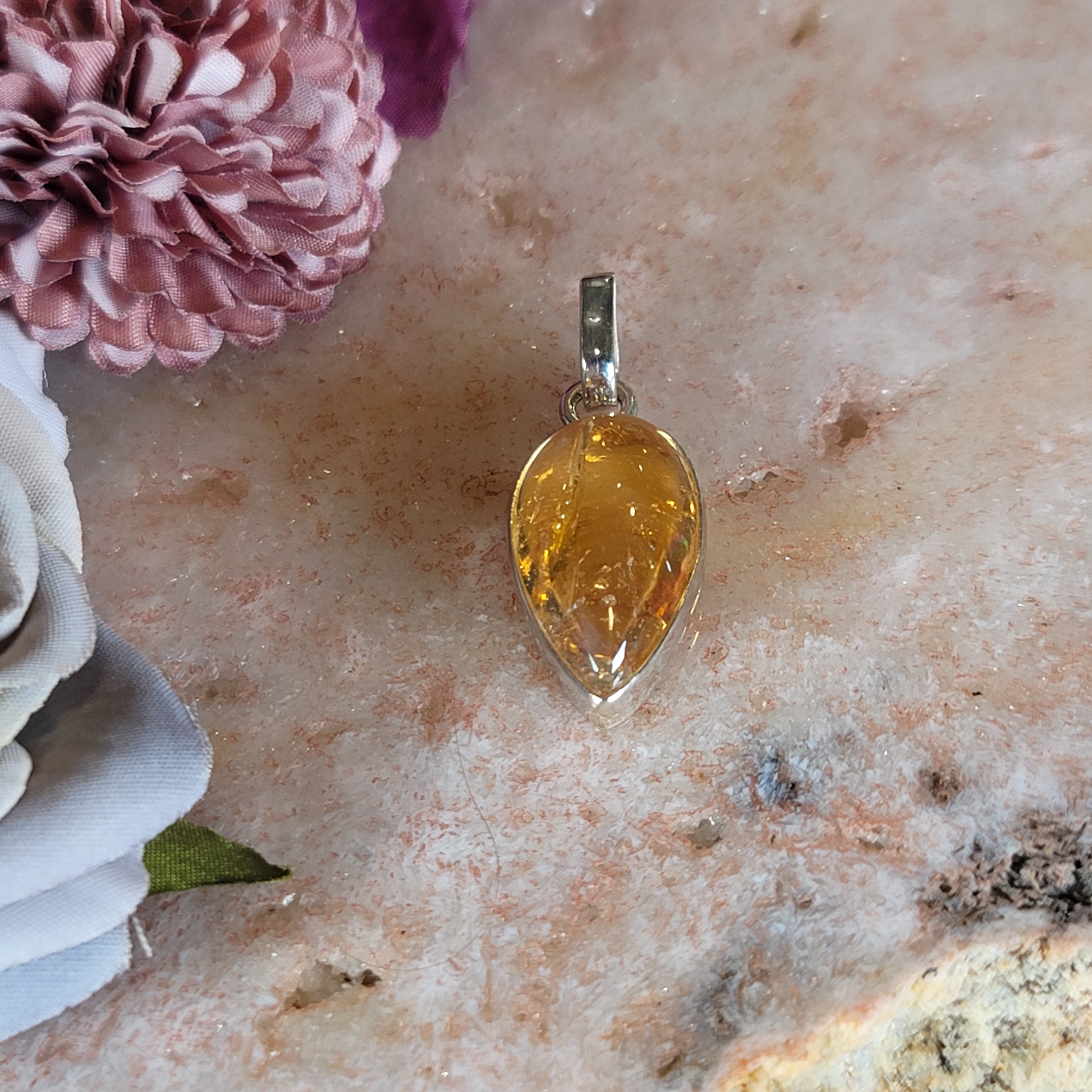 Citrine Pendant .925 Silver for Attracting Abundance and Joy