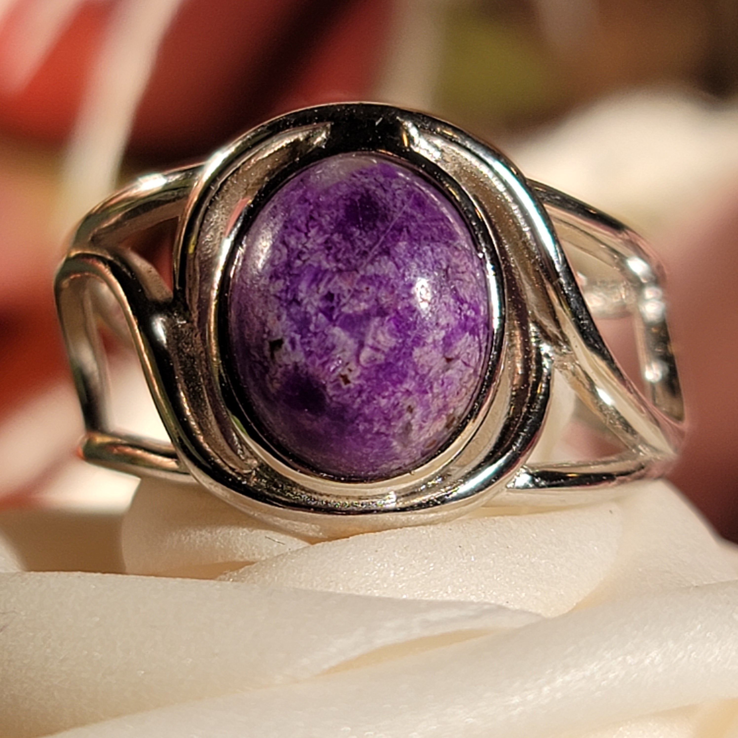 Sugilite Cuff Ring .925 Silver for Enhancing Dreamwork and Discovery of Your Path