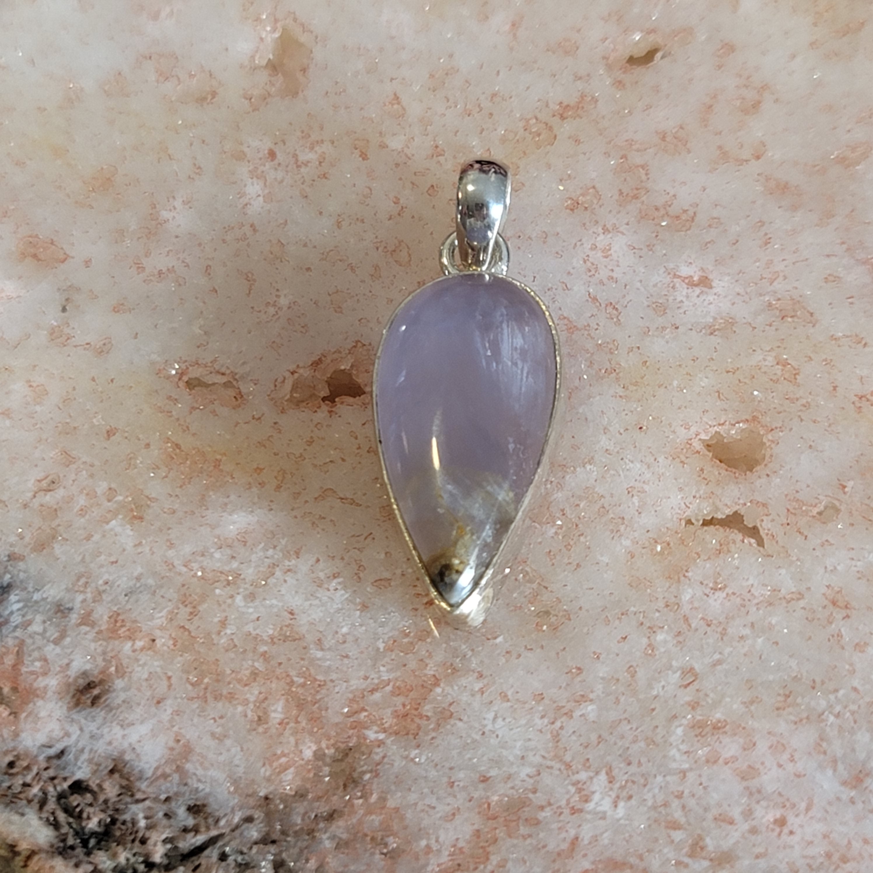 Purple Chalcedony Pendant .925 Silver for Attracting your Soul Mate