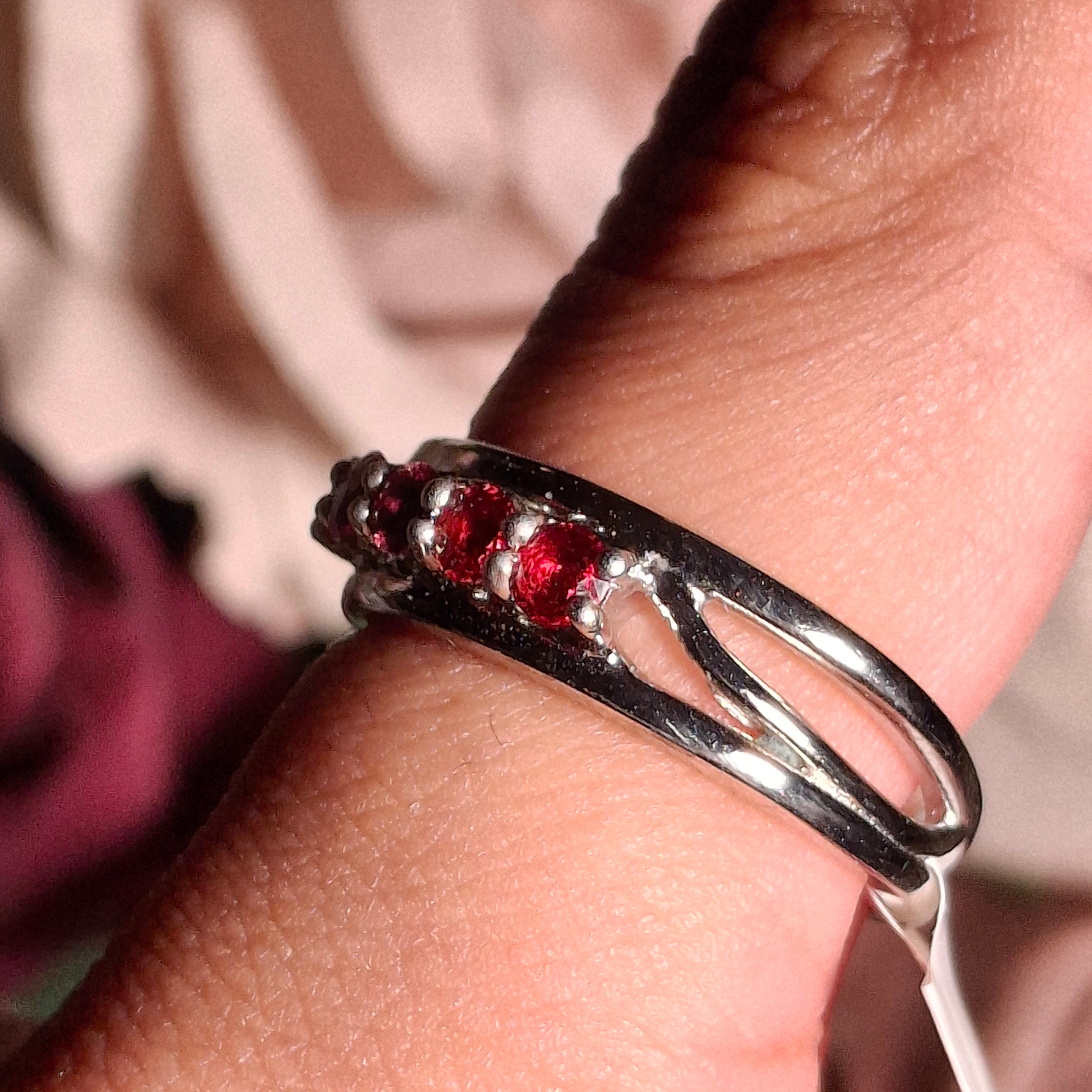 Padparadscha Sapphire Stacker Cuff Ring .925 Sterling Silver for Manifesting Love, Joy and New Opportunities