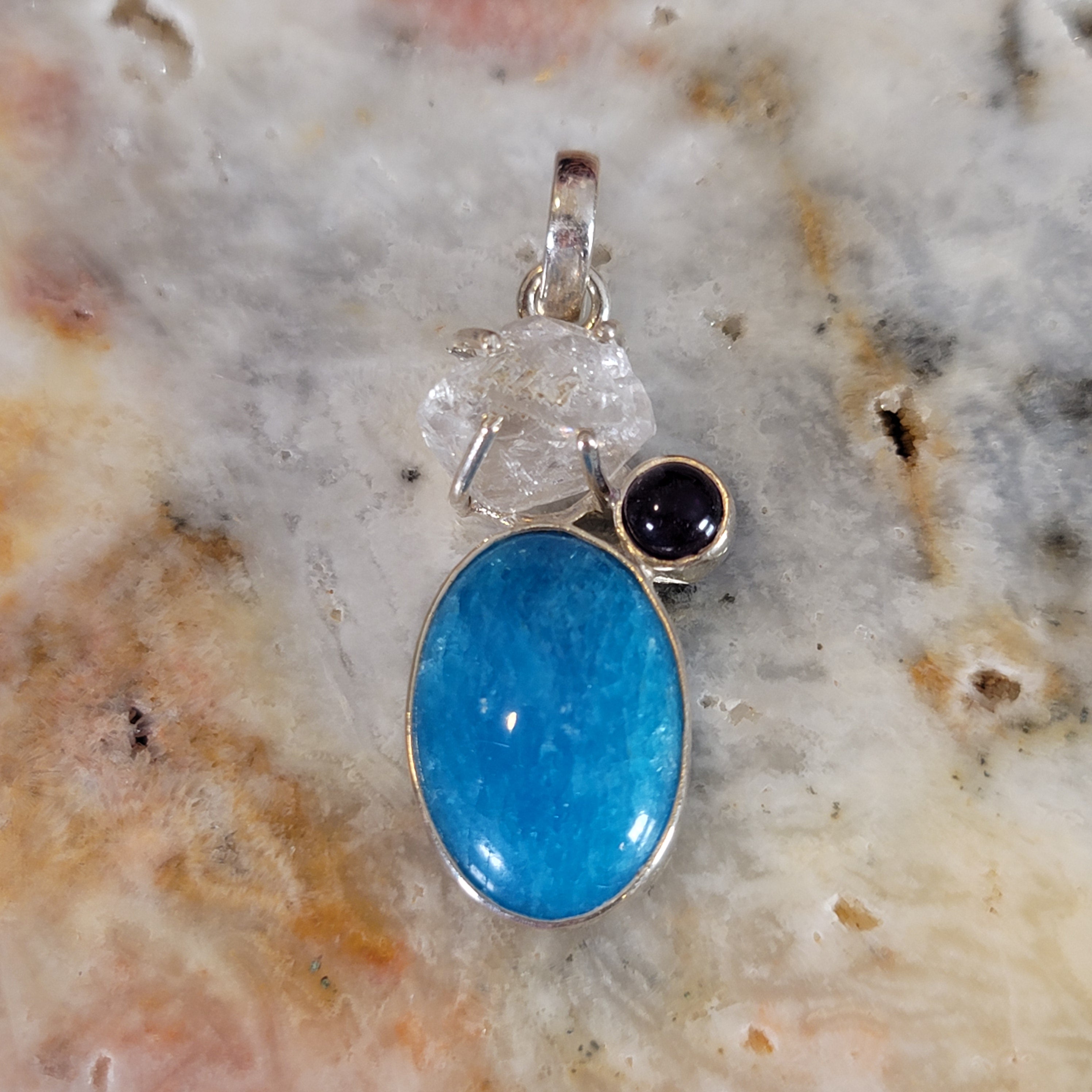 Blue Smithsonite Pendant .925 Silver for Clarity and Guidance