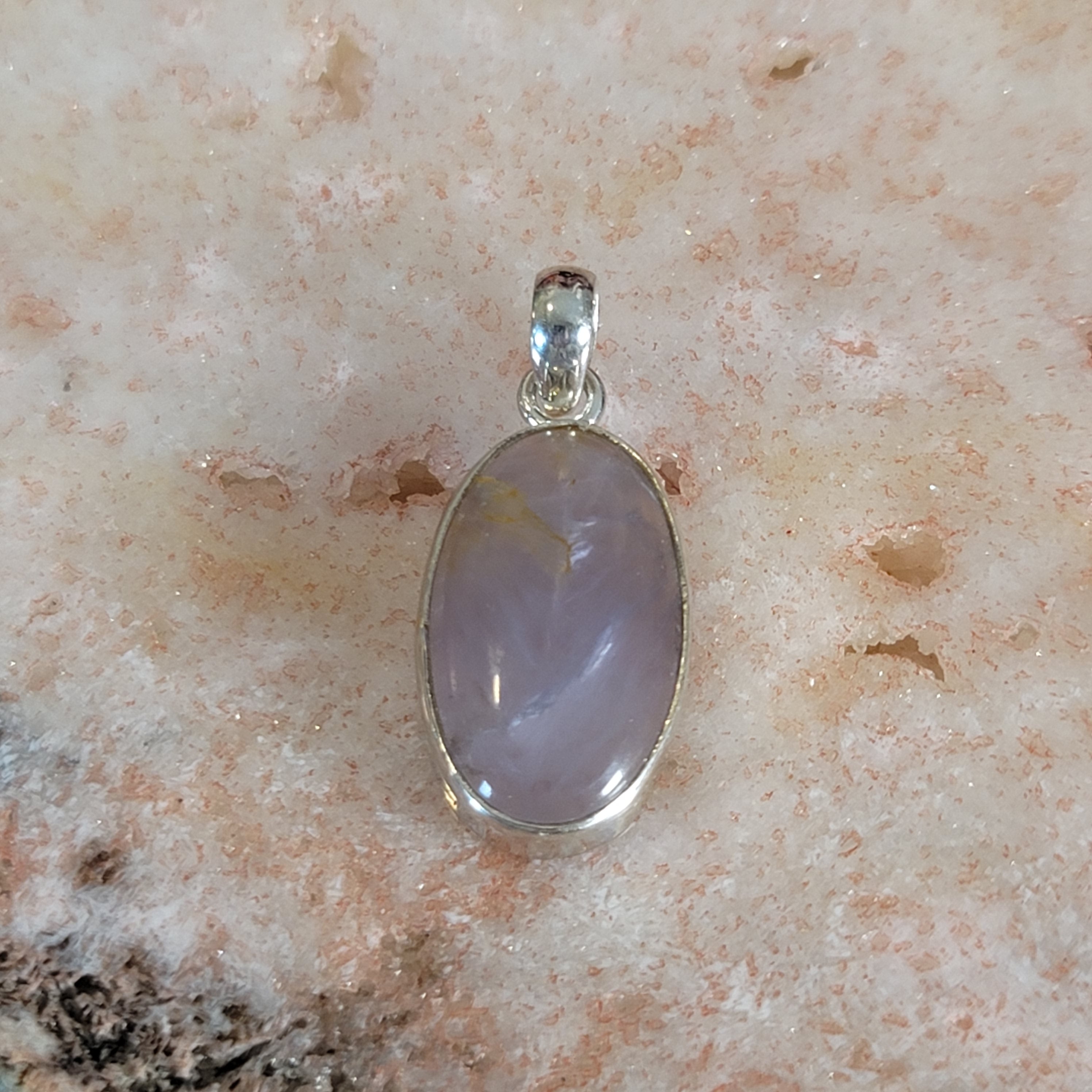 Purple Chalcedony Pendant .925 Silver for Attracting your Soul Mate